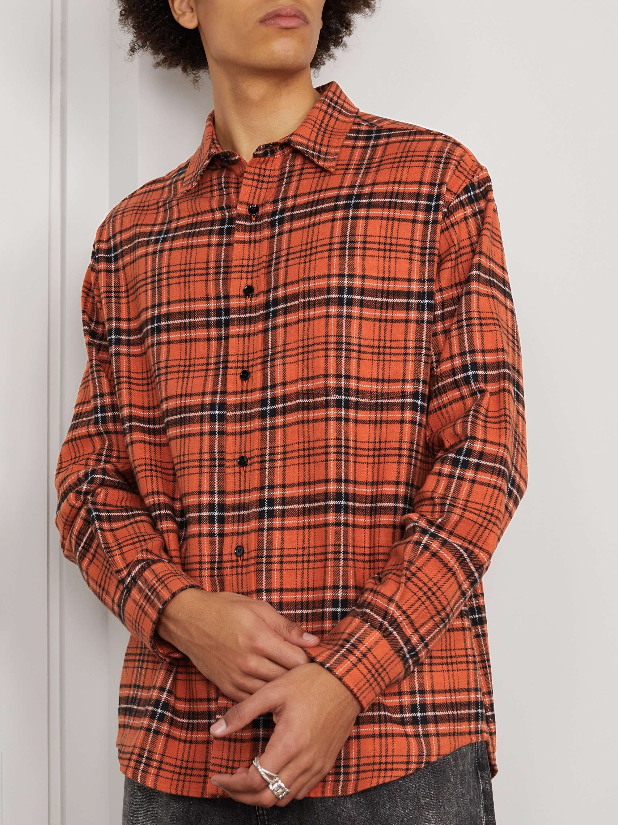 CELINE HOMME Checked Cotton-Flannel Shirt