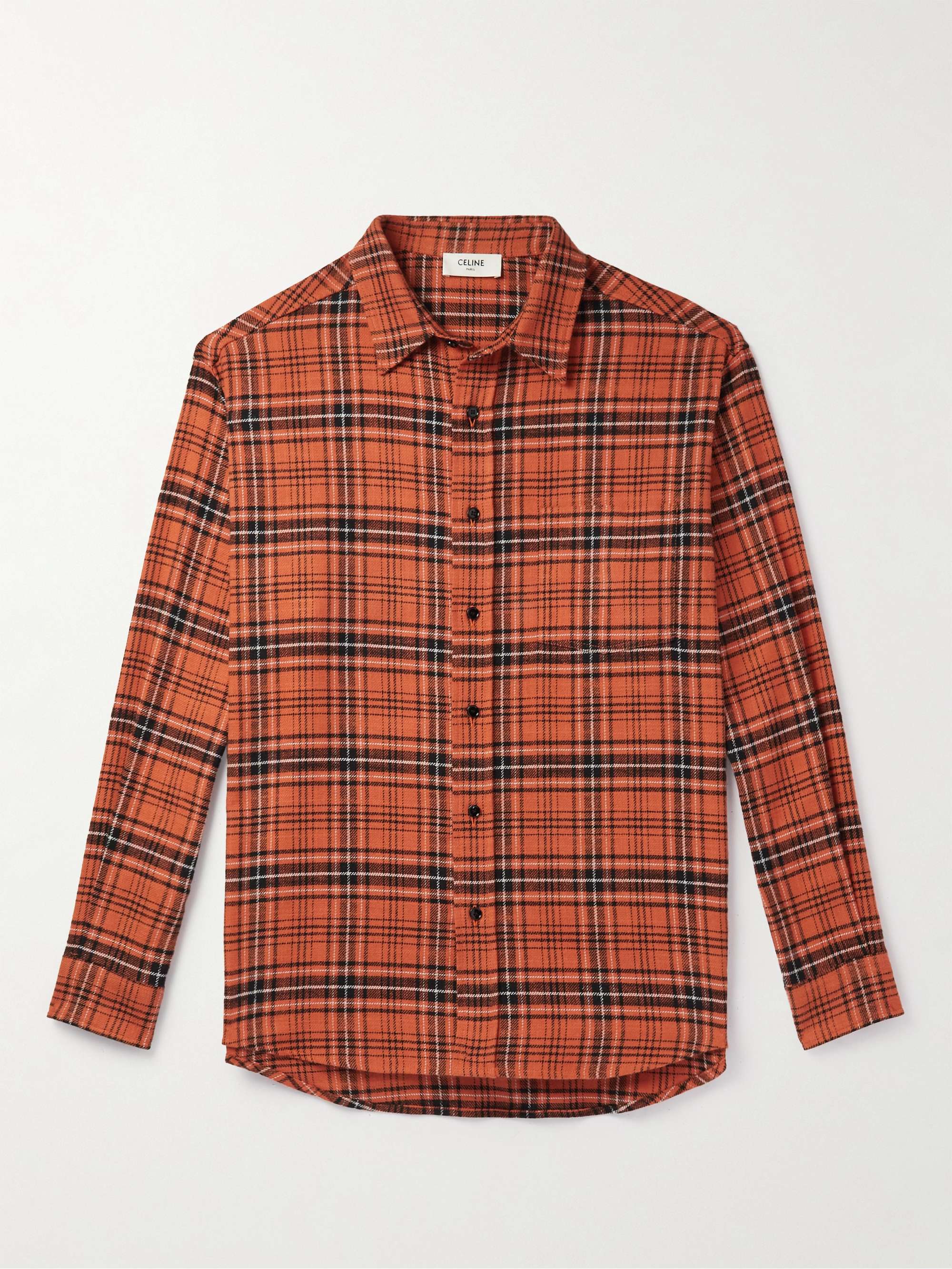 CELINE HOMME Checked Cotton-Flannel Shirt