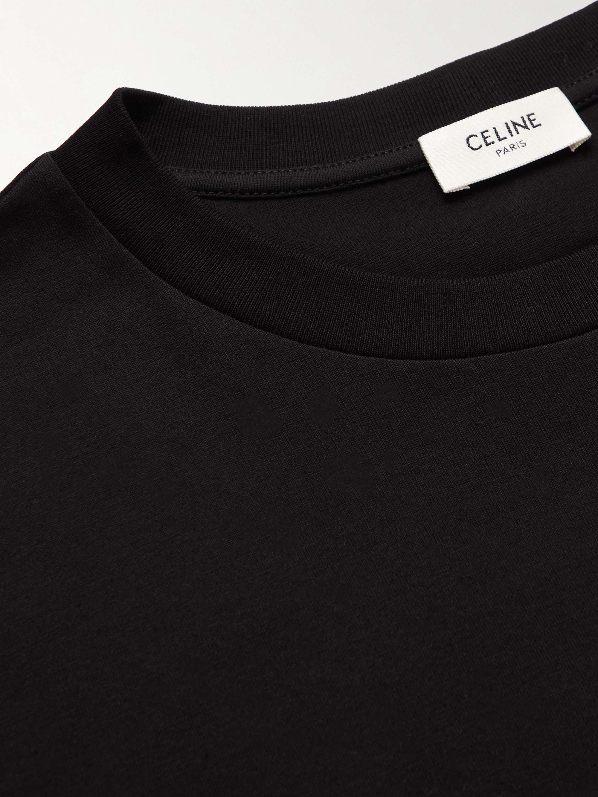 CELINE HOMME Logo-Print Embellished Cotton-Jersey T-Shirt