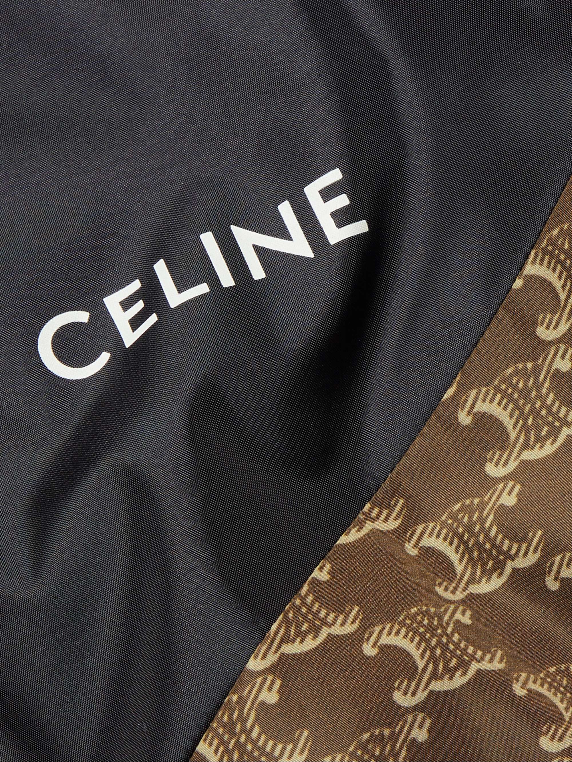 CELINE HOMME Triomphe Logo-Print Panelled Satin and Shell Hooded Track Jacket