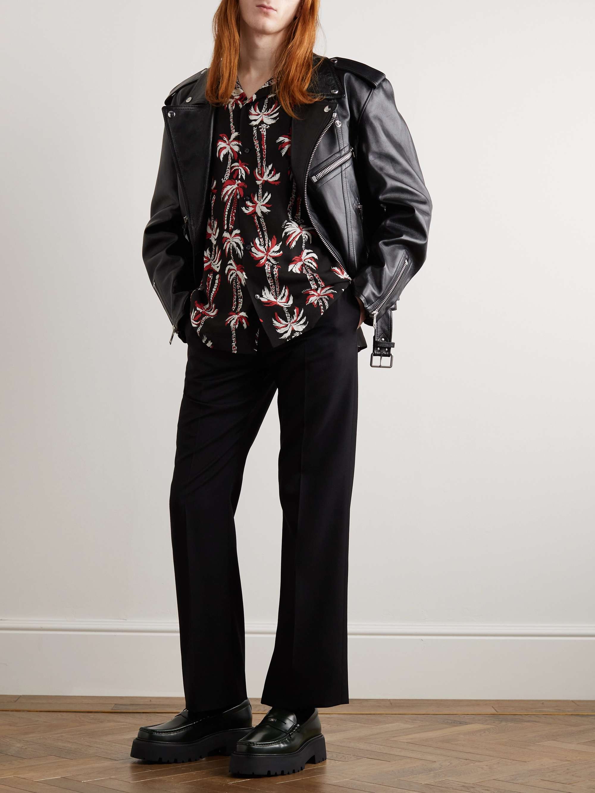 CELINE HOMME Convertible-Collar Printed Voile Shirt