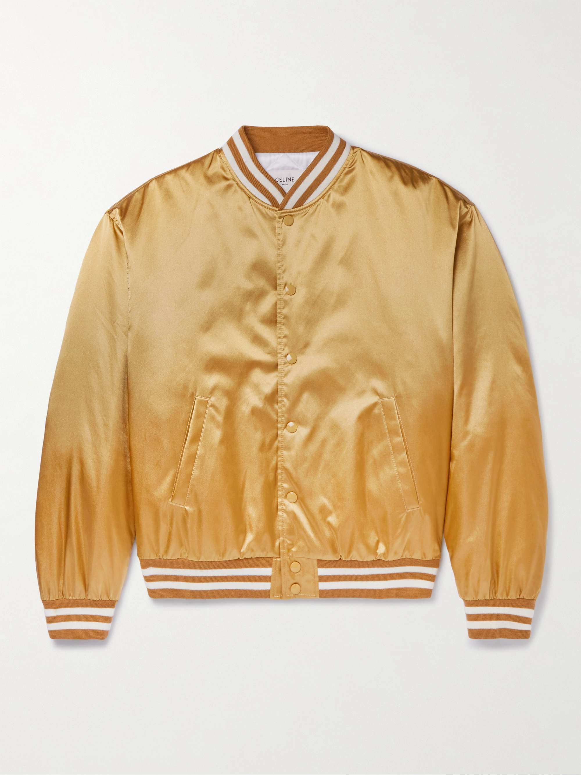 Teddy Embellished Appliquéd Satin Bomber Jacket