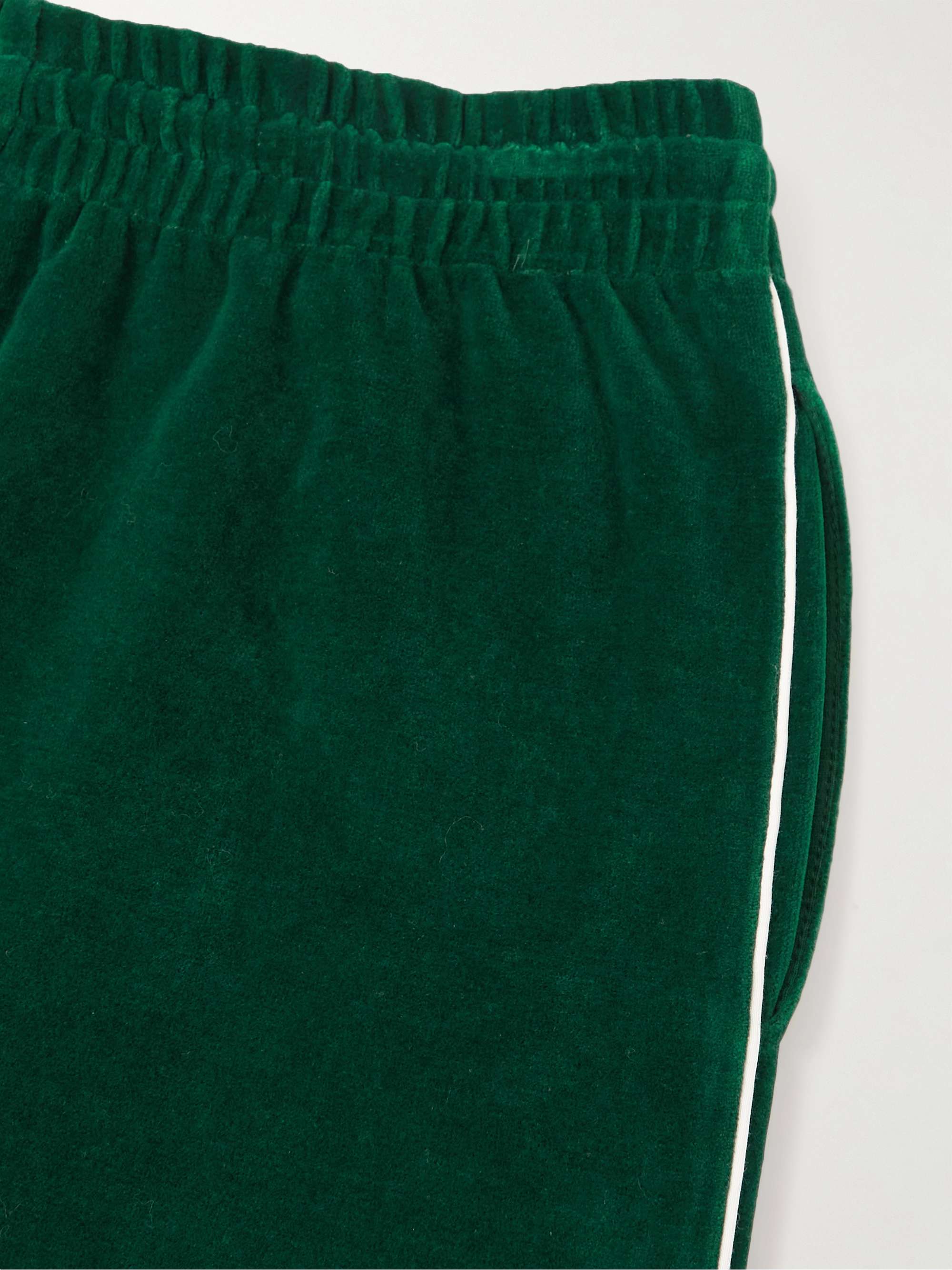 CELINE HOMME Straight-Leg Logo-Embroidered Velour Track Pants