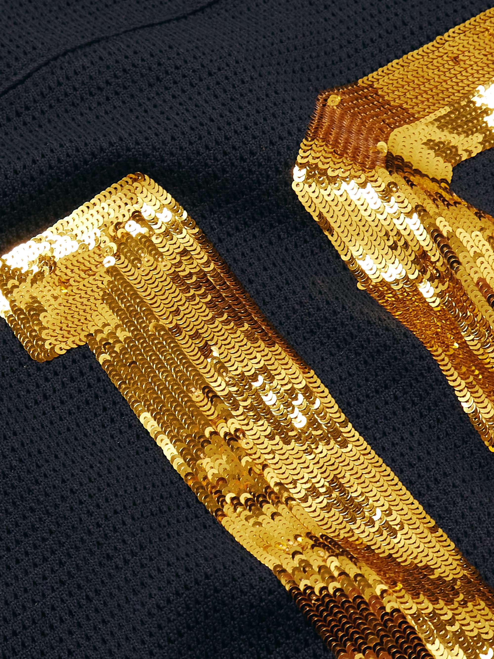 CELINE HOMME Oversized Sequin-Embellished Cotton-Mesh T-Shirt