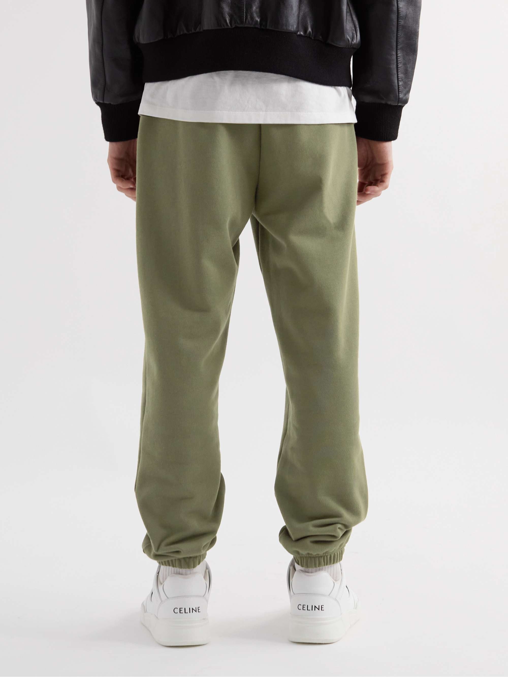 CELINE HOMME Tapered Logo-Print Cotton-Blend Jersey Sweatpants