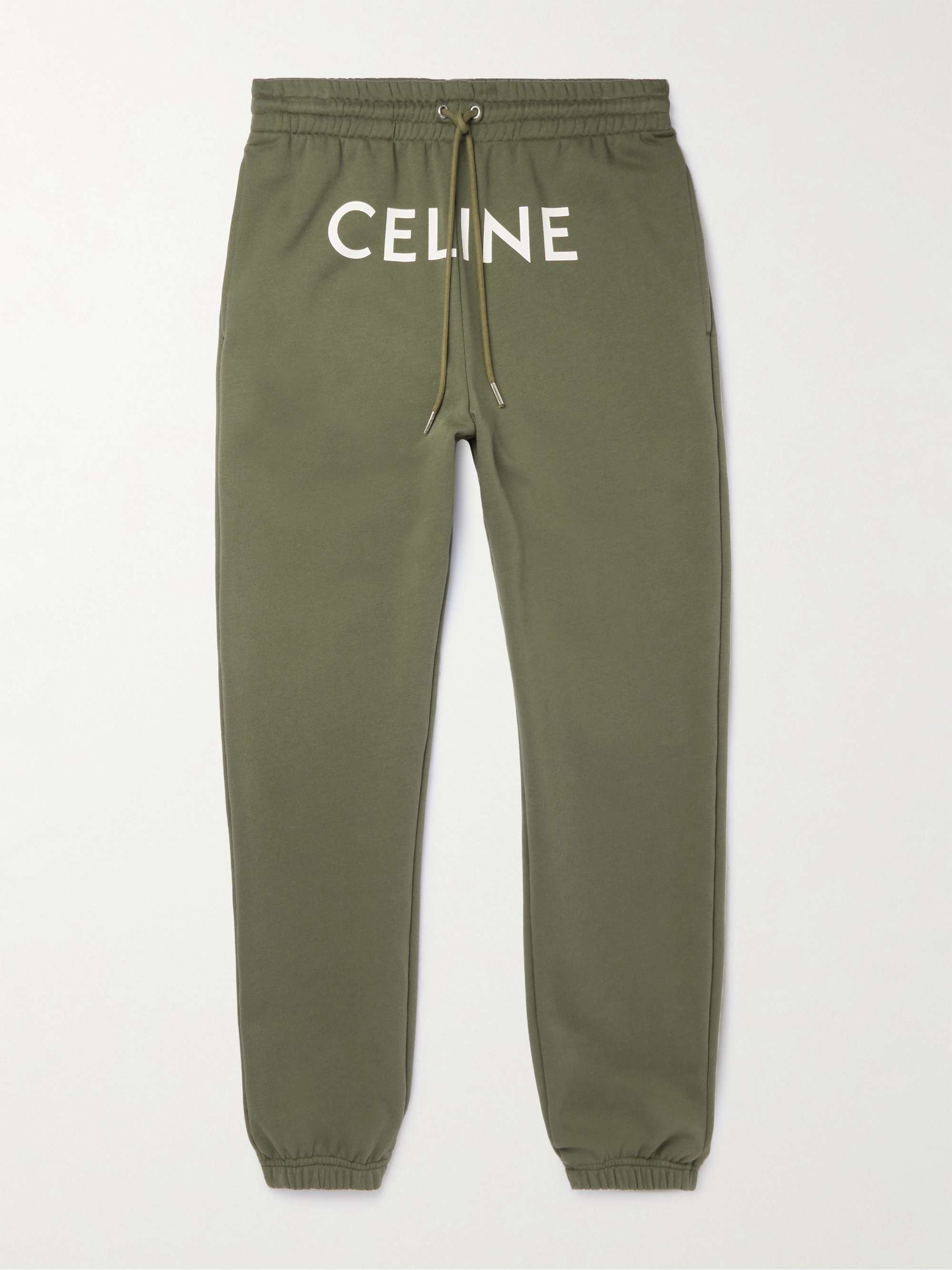 CELINE Tapered Logo-Print Cotton-Blend Jersey Sweatpants