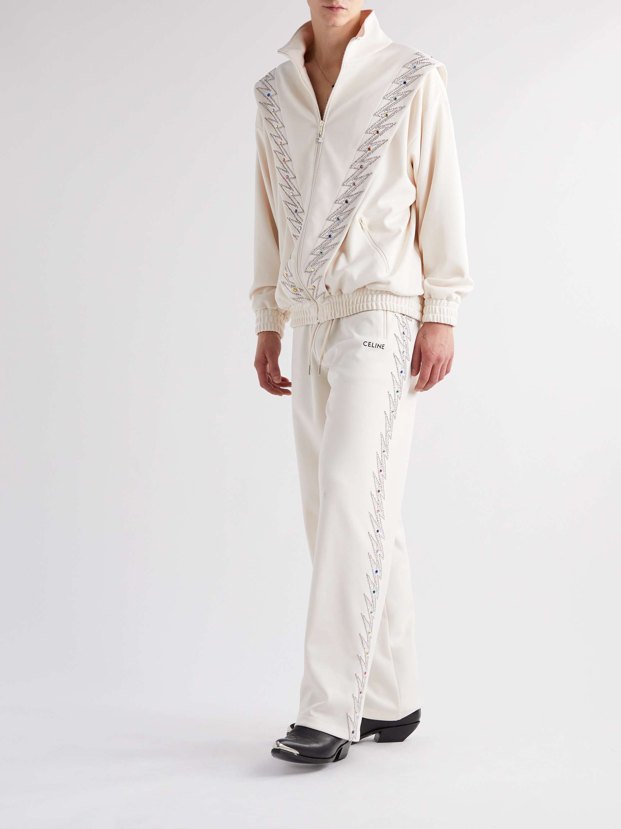CELINE HOMME Embellished Jersey Track Jacket