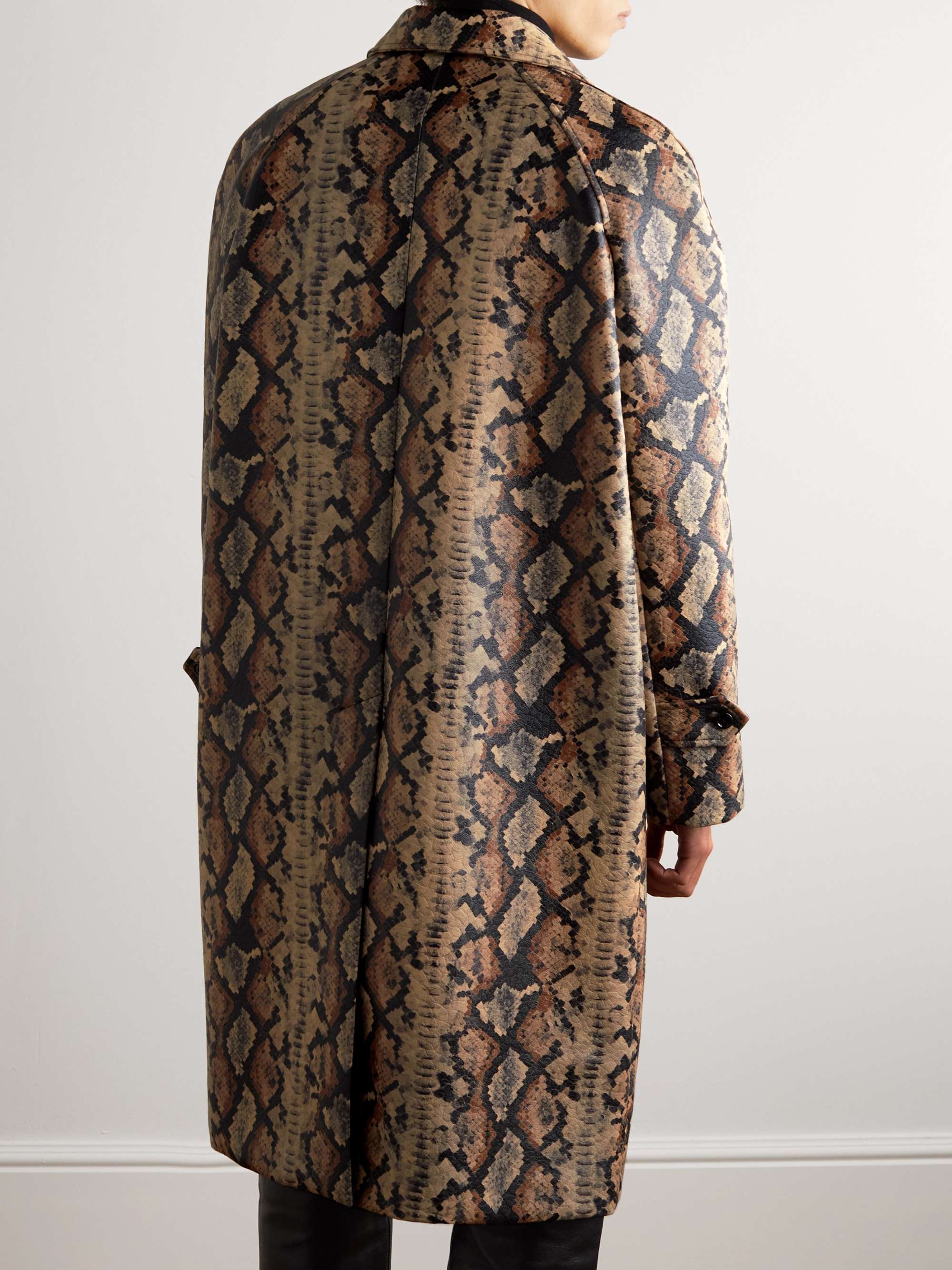 CELINE HOMME Python Printed Faux Leather Coat