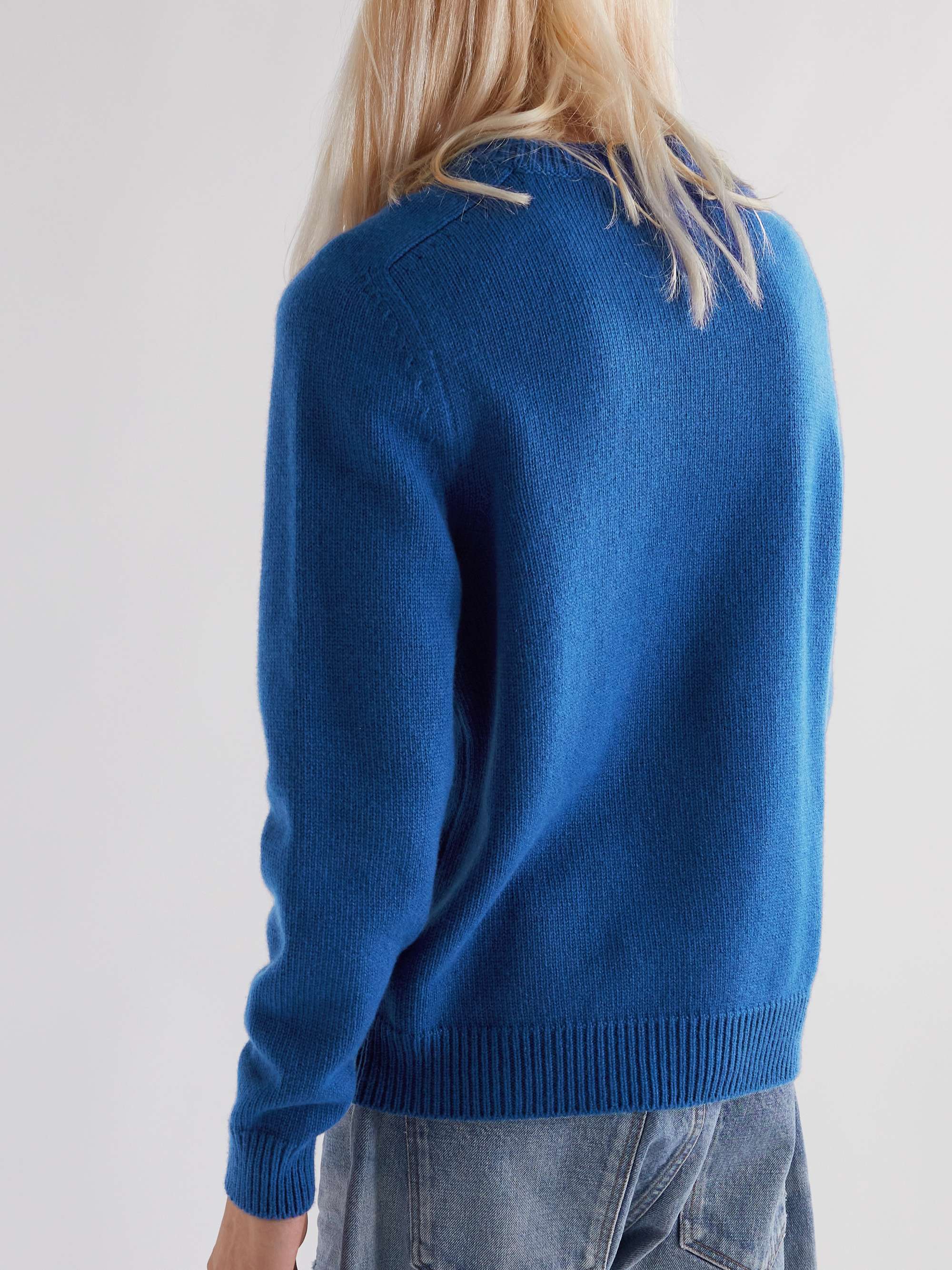 CELINE Logo-Embroidered Wool and Cashmere-Blend Sweater
