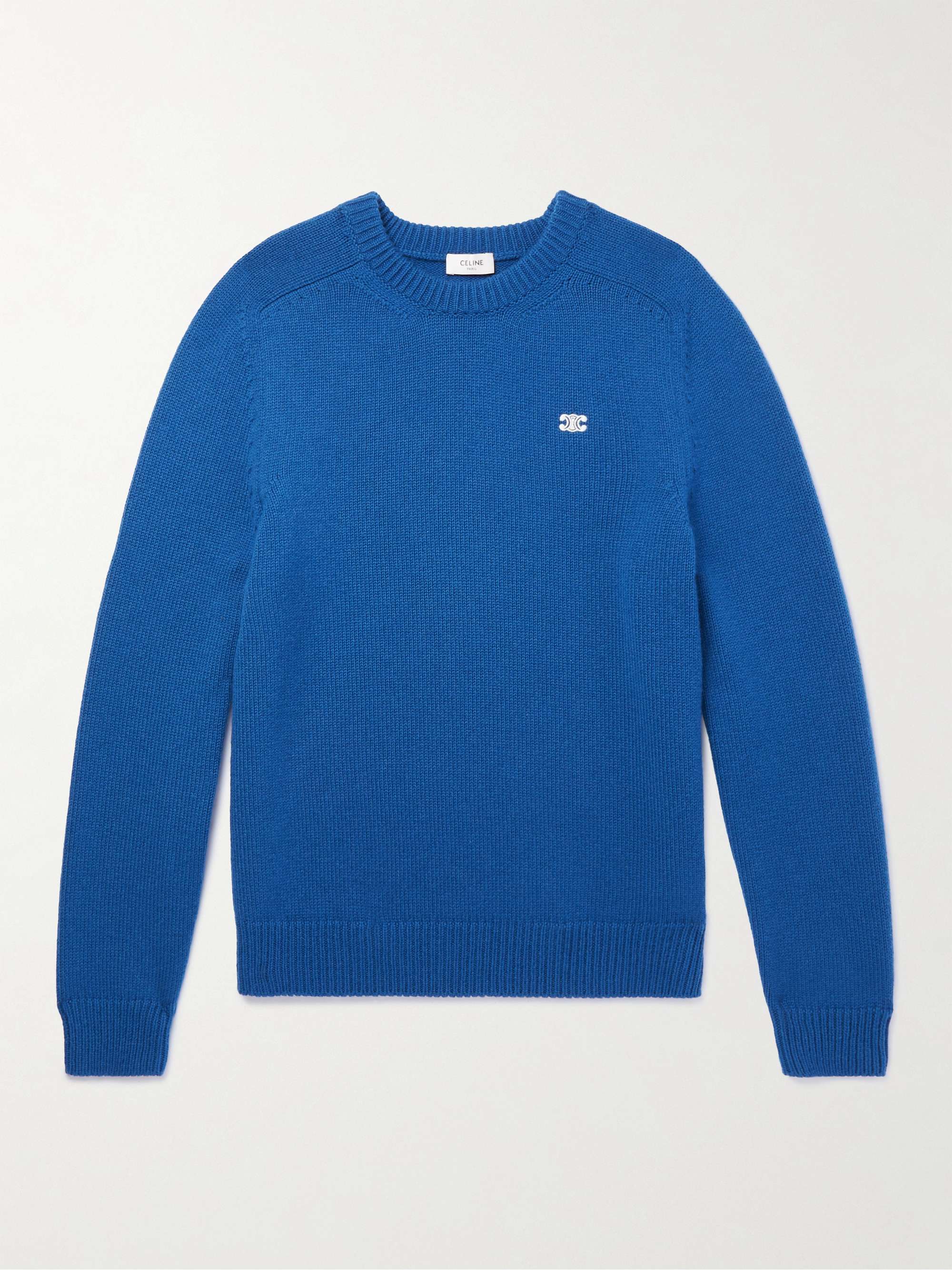 CELINE HOMME Logo-Embroidered Wool and Cashmere-Blend Sweater