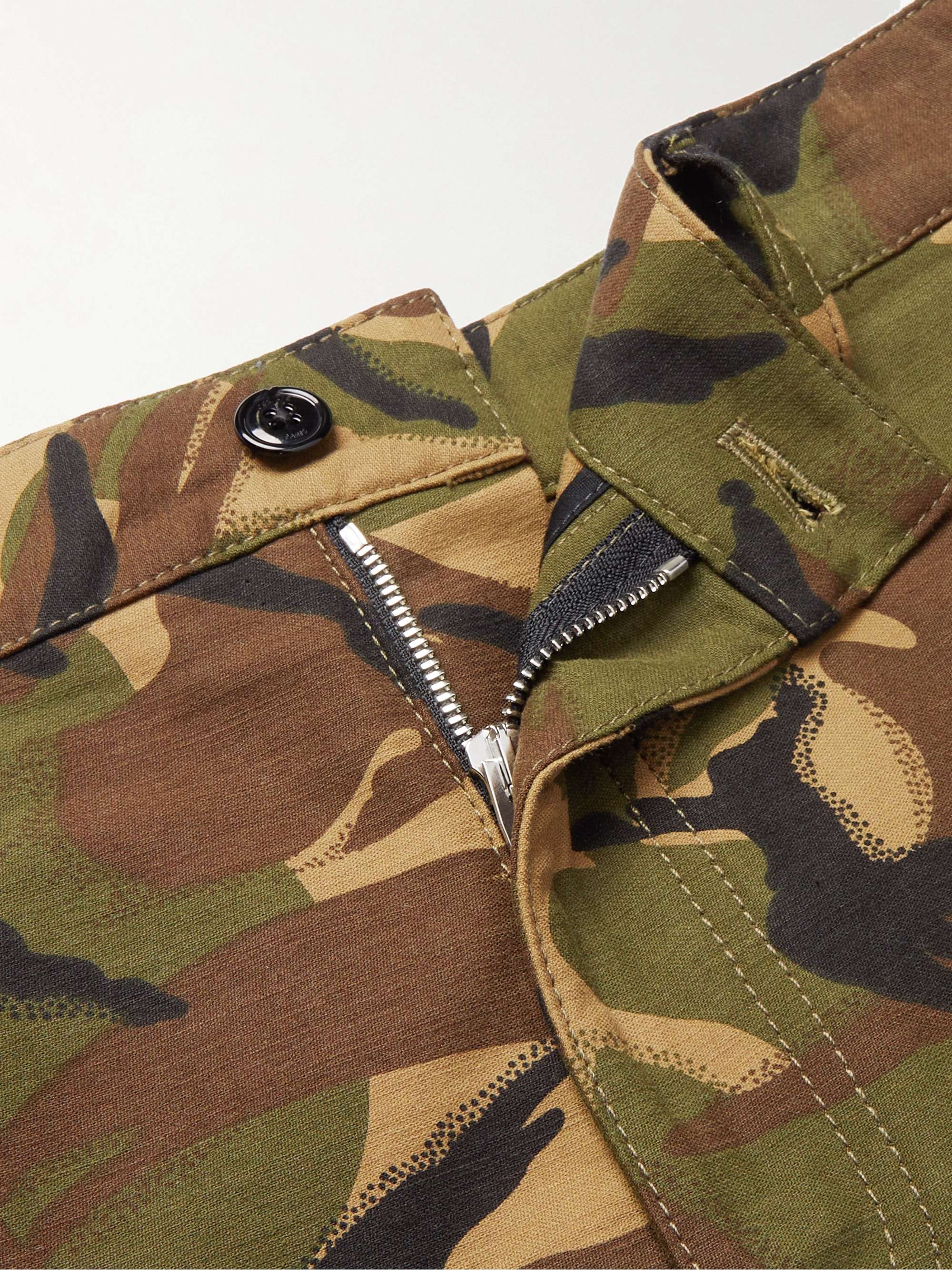 CELINE HOMME Wide-Leg Camouflage-Print Cotton Cargo Shorts