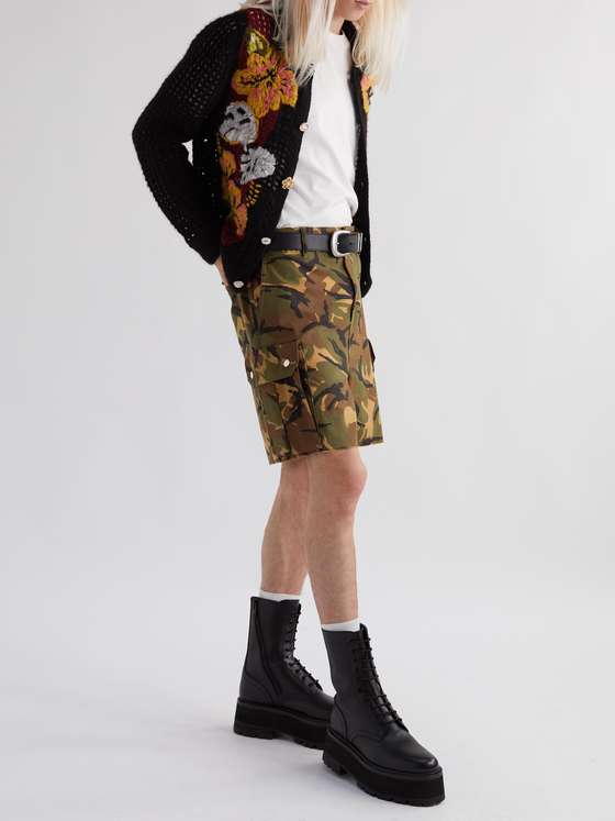 CELINE HOMME Wide-Leg Camouflage-Print Cotton Cargo Shorts for Men | MR ...