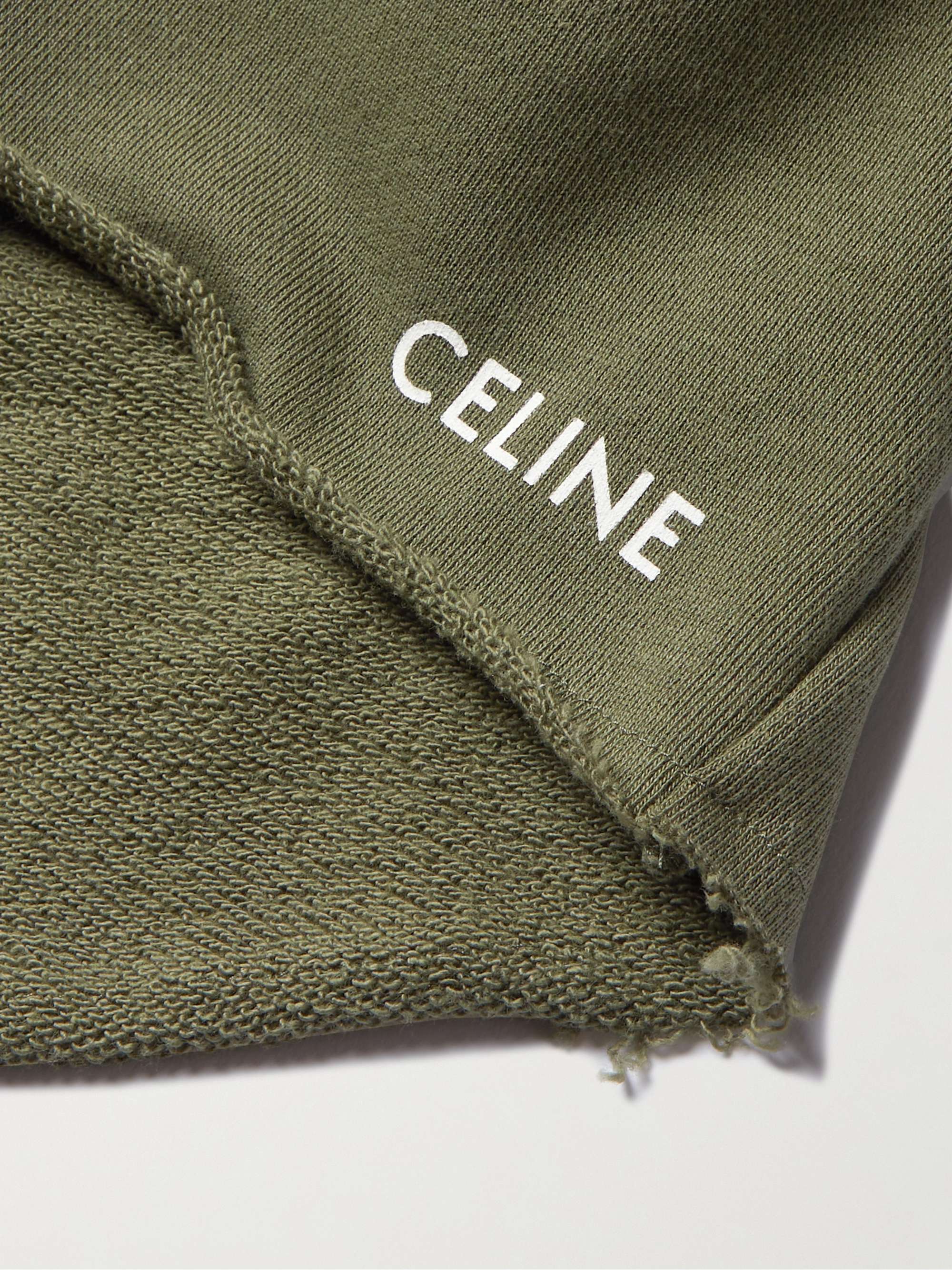 CELINE HOMME Straight-Leg Logo-Print Cotton-Jersey Drawstring Shorts