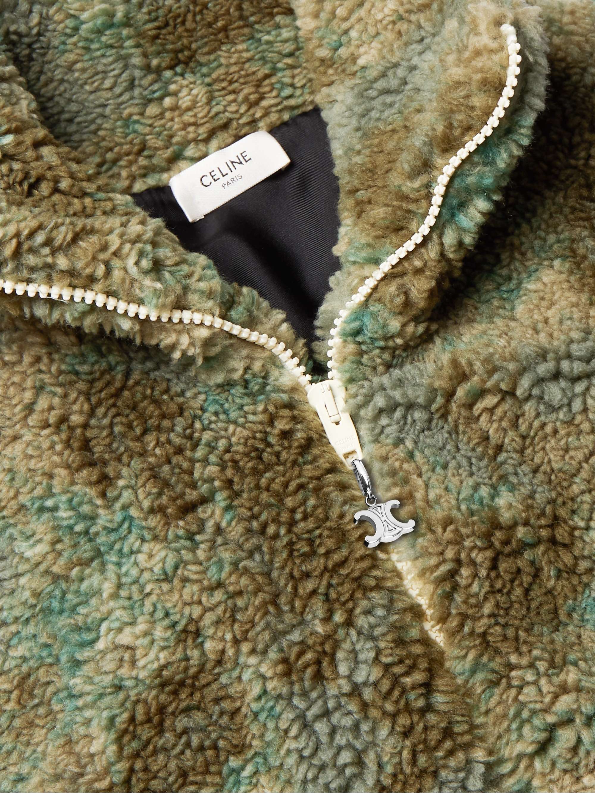 CELINE Oversized Camouflage-Print Fleece Jacket