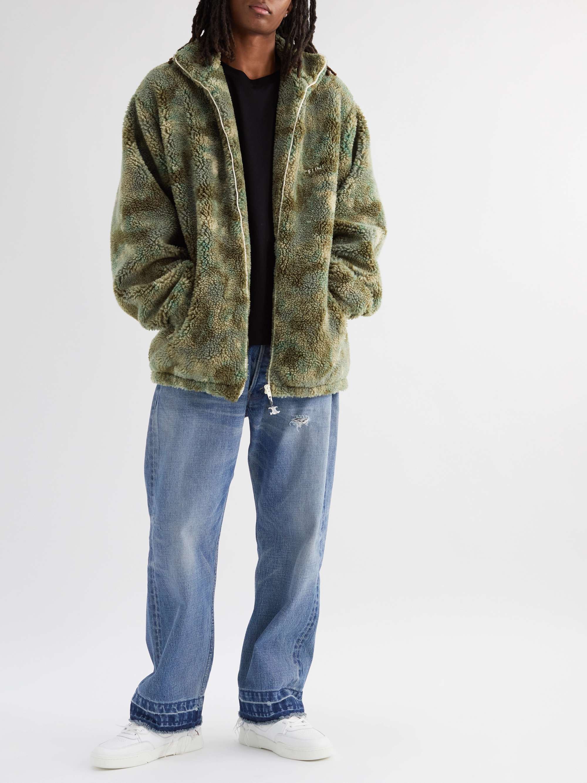 CELINE Oversized Camouflage-Print Fleece Jacket