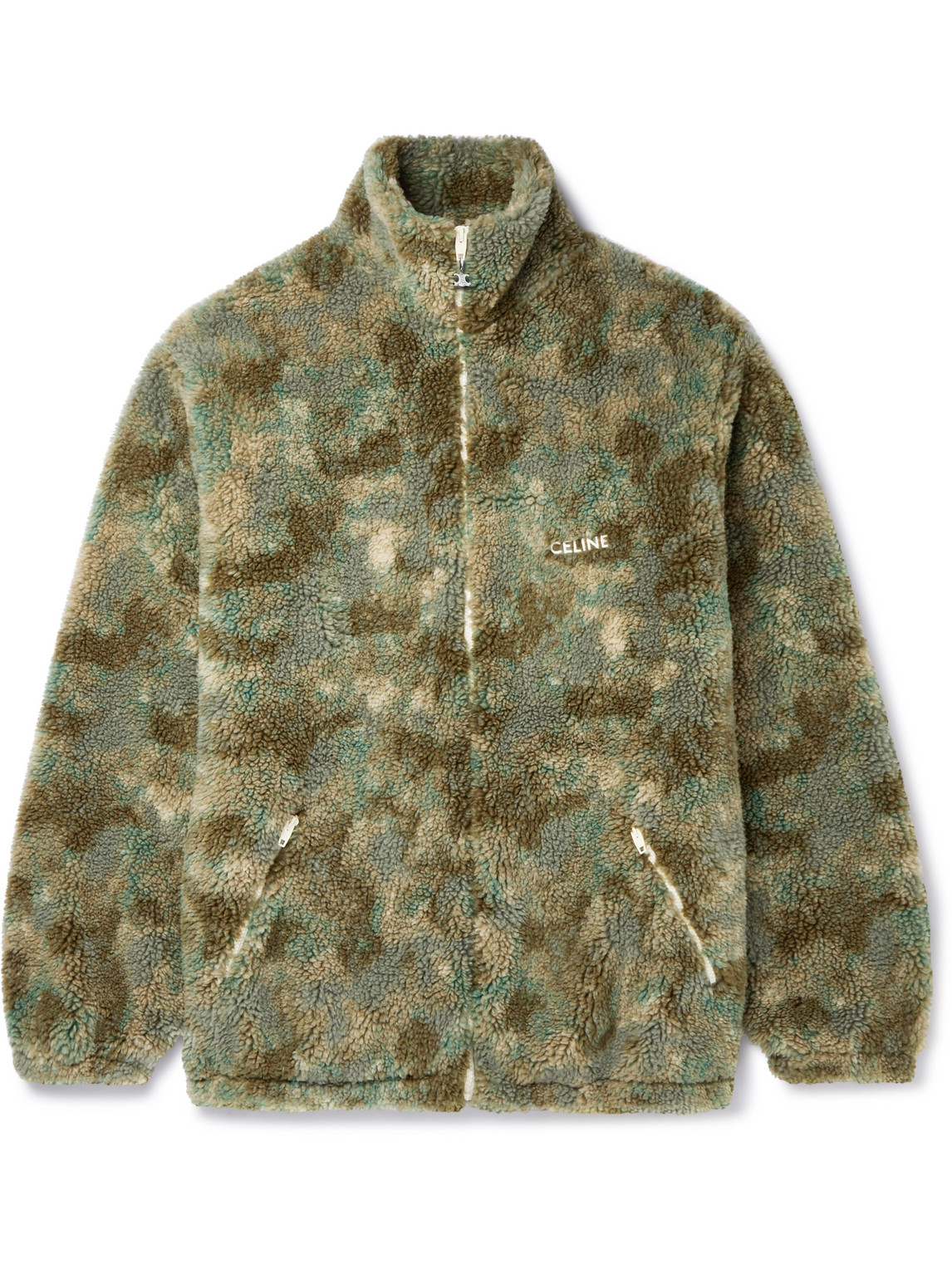 CELINE OVERSIZED CAMOUFLAGE-PRINT FLEECE JACKET