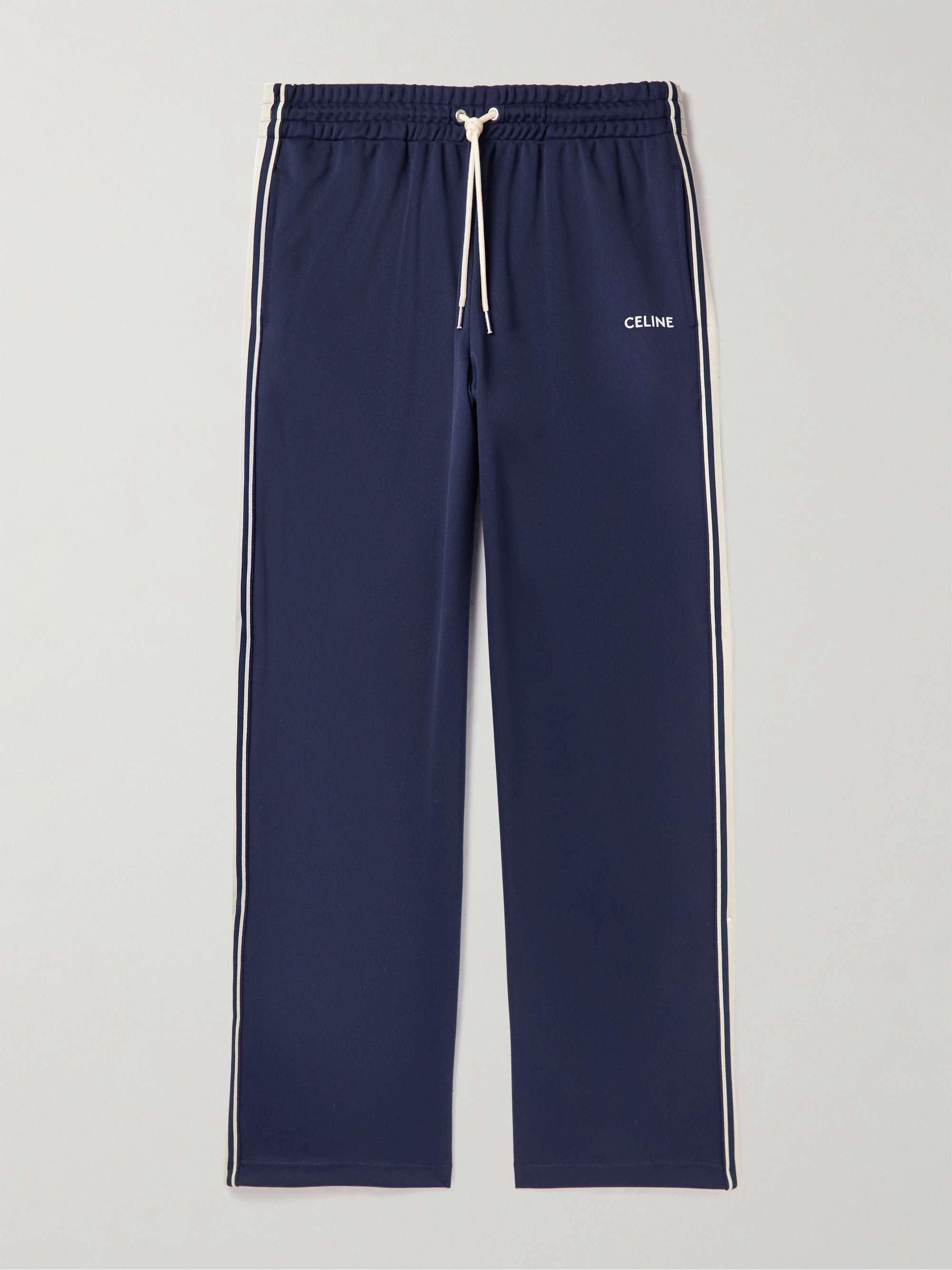 CELINE TRACK PANTS IN COTTON FLEECE - BLACK / WHITE