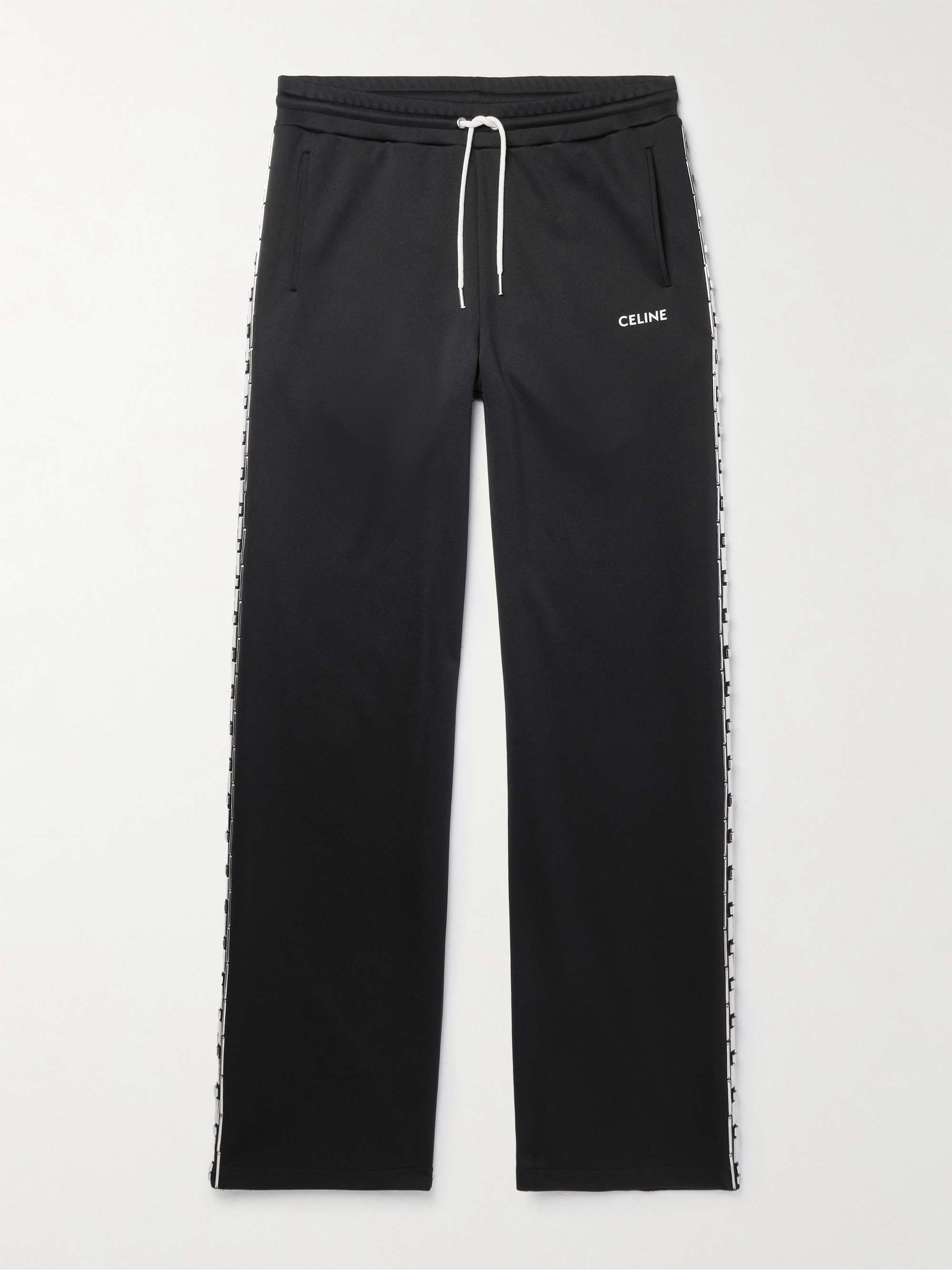 CELINE HOMME Straight-Leg Embellished Logo-Print Jersey Sweatpants | MR ...