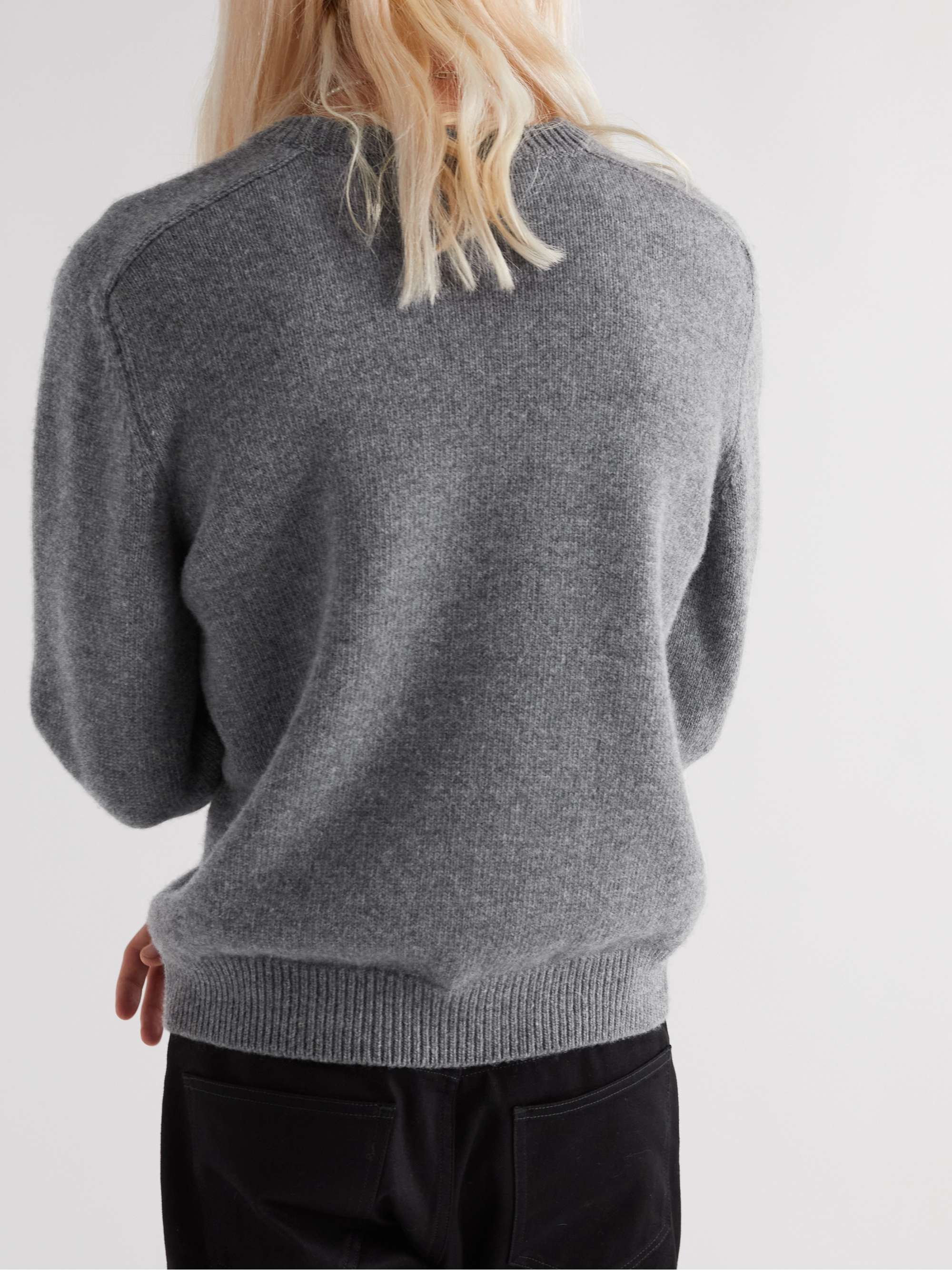 CELINE HOMME Logo-Embroidered Wool and Cashmere-Blend Sweater