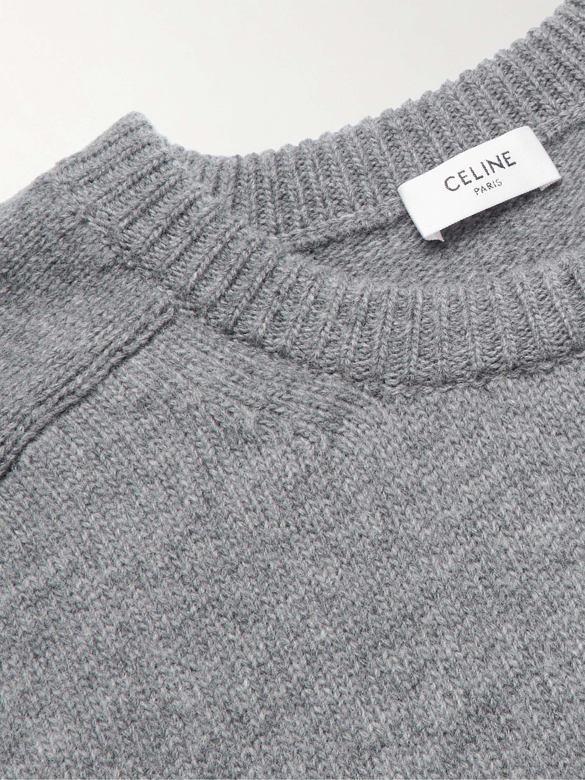 CELINE Logo-Embroidered Wool and Cashmere-Blend Sweater