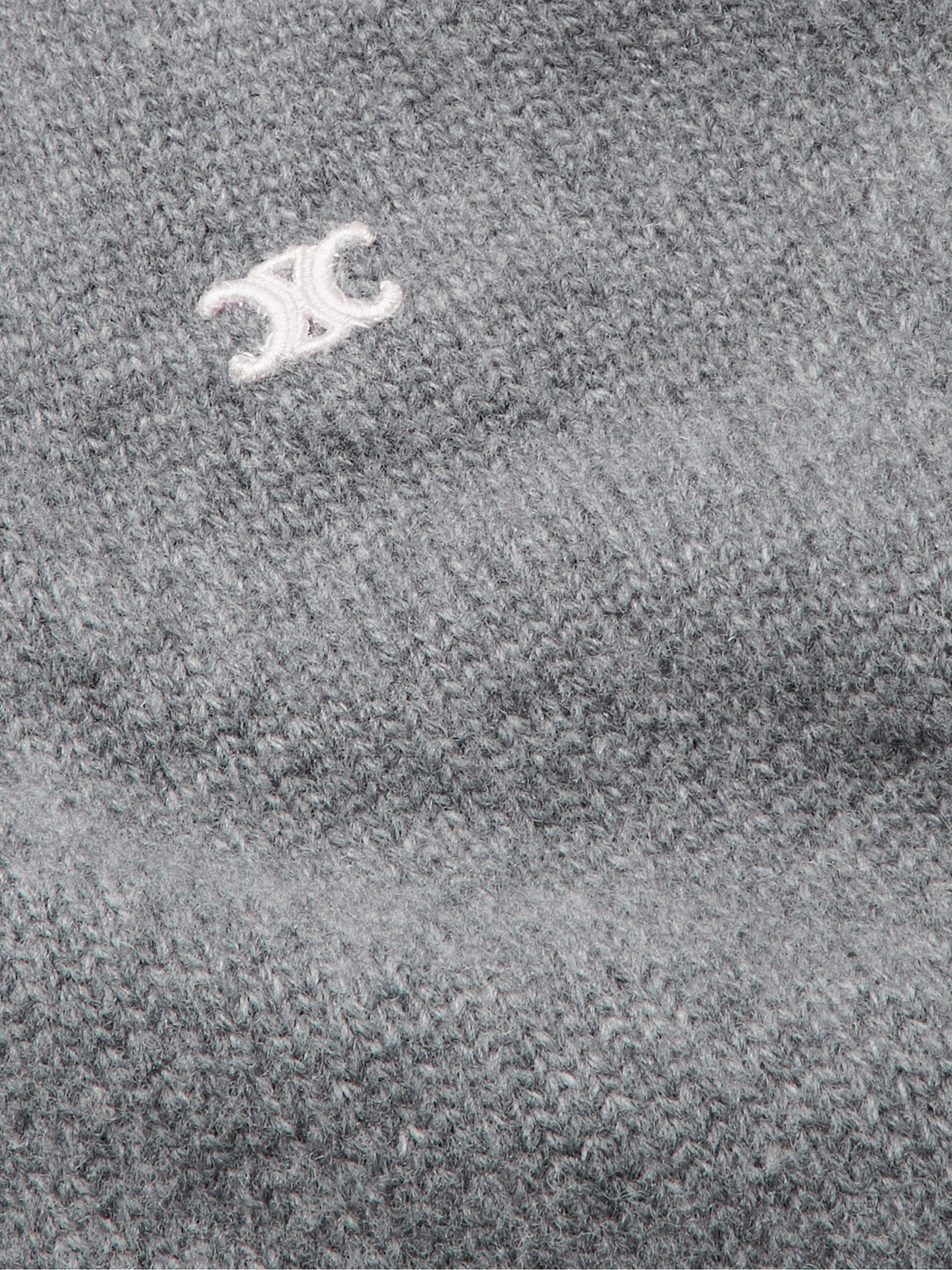Celine Logo-embroidered Wool And Cashmere-blend Sweater In Gray