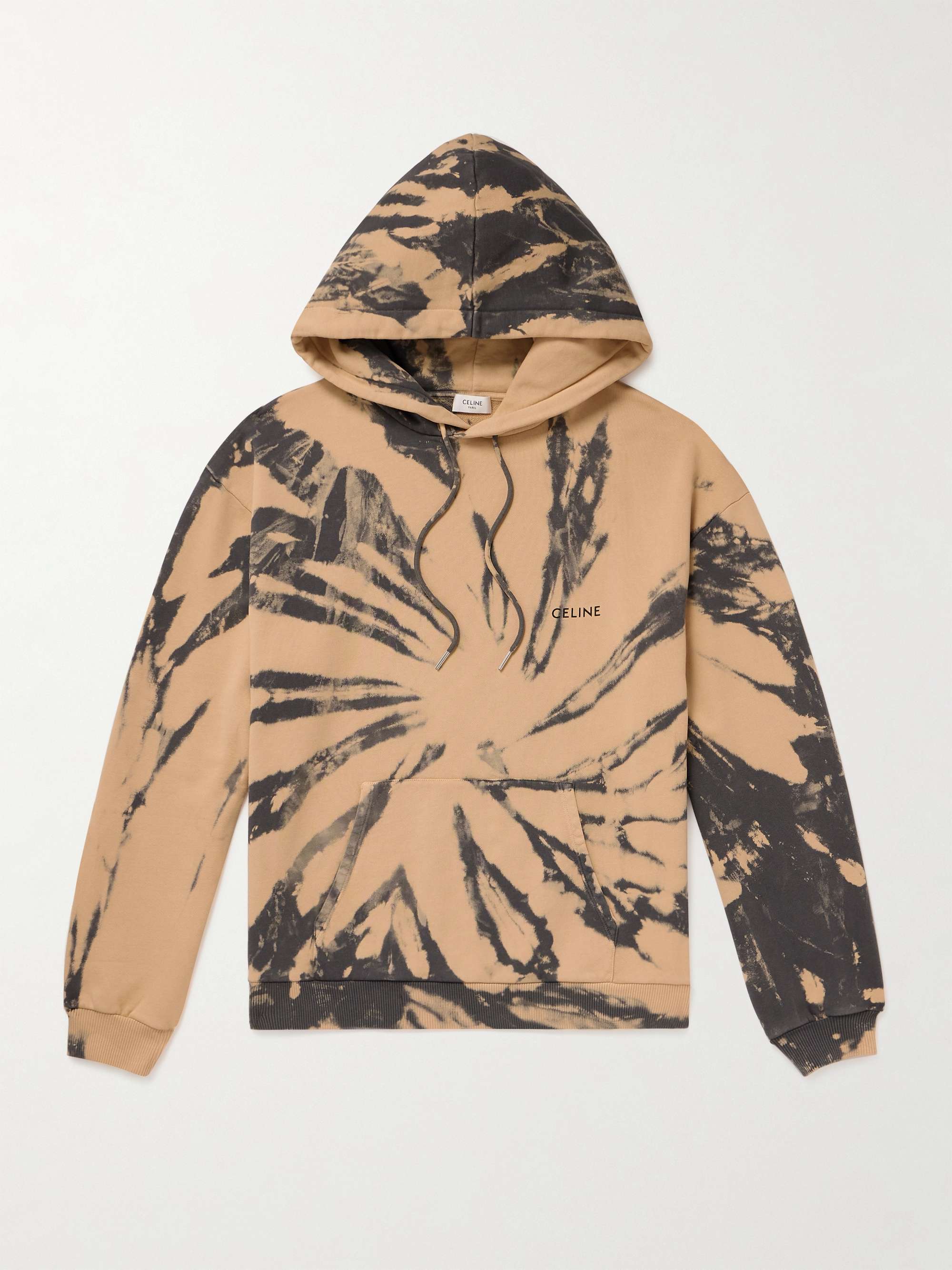 CELINE HOMME Logo-Print Tie-Dyed Cotton-Jersey Hoodie