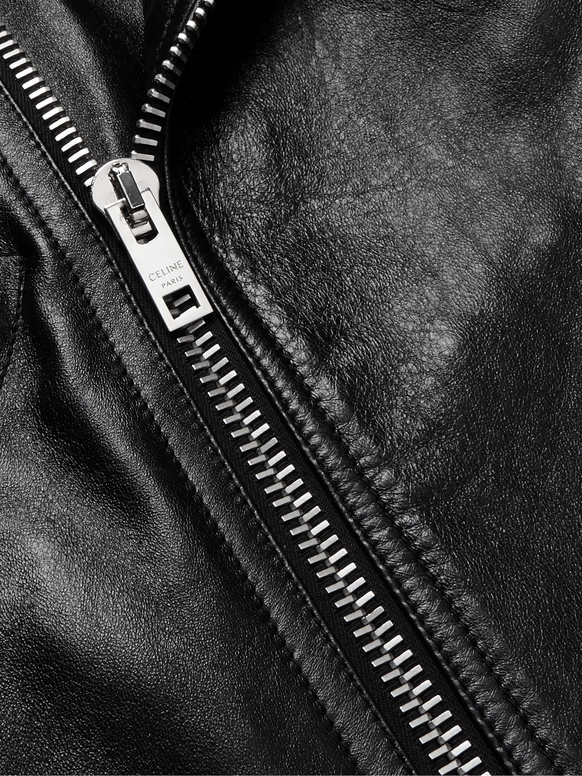 CELINE HOMME Textured-Leather Biker Jacket