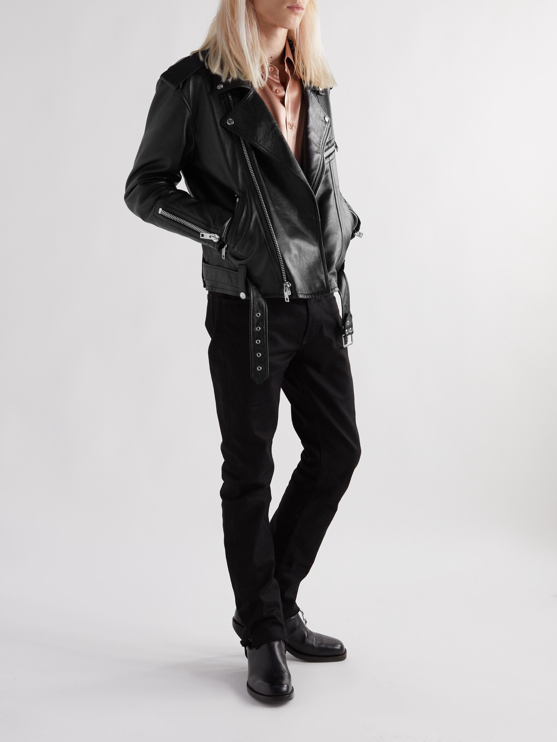 Textured-Leather Biker Jacket — 2