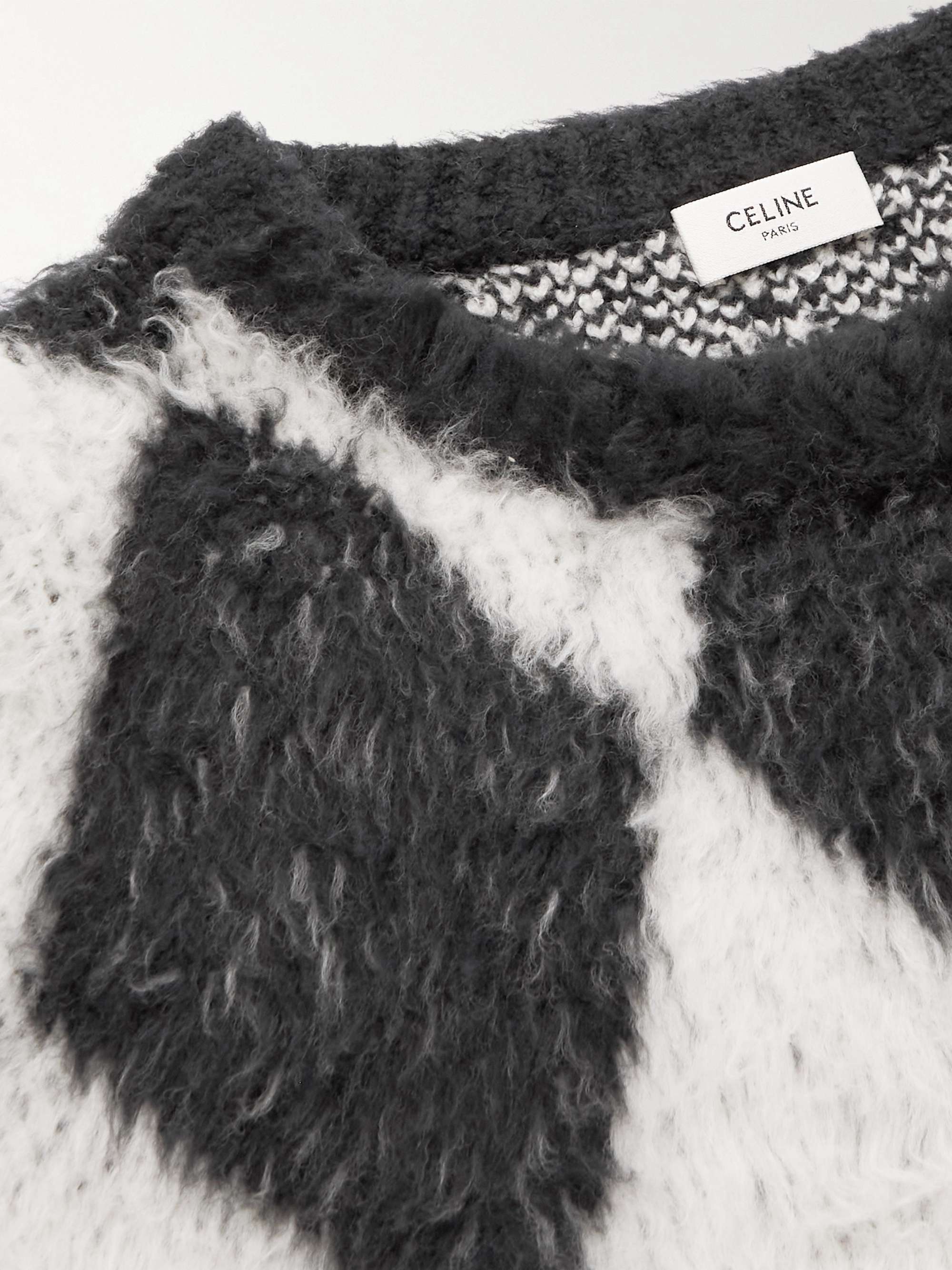 CELINE HOMME Argyle Brushed Cotton-Blend Sweater