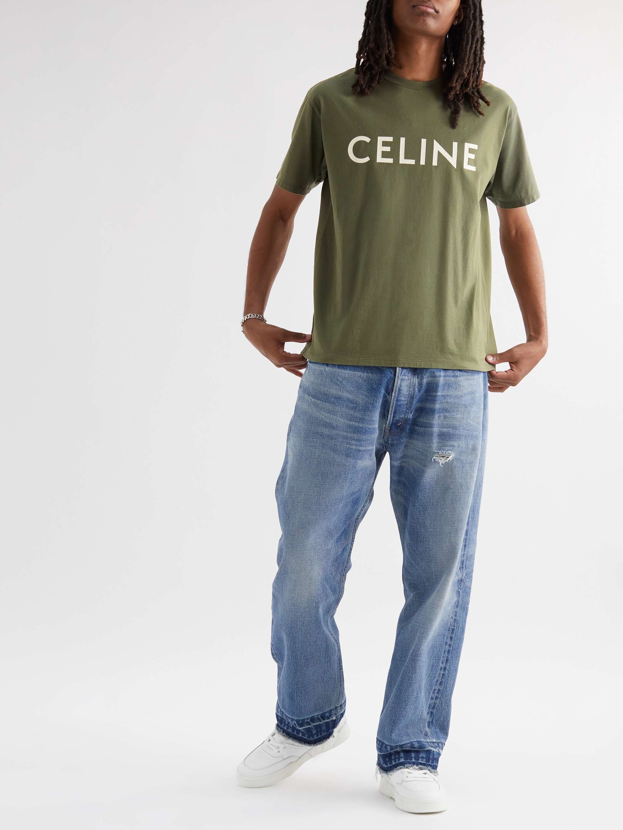 LOOSE CELINE T-SHIRT IN COTTON JERSEY WITH STUDS