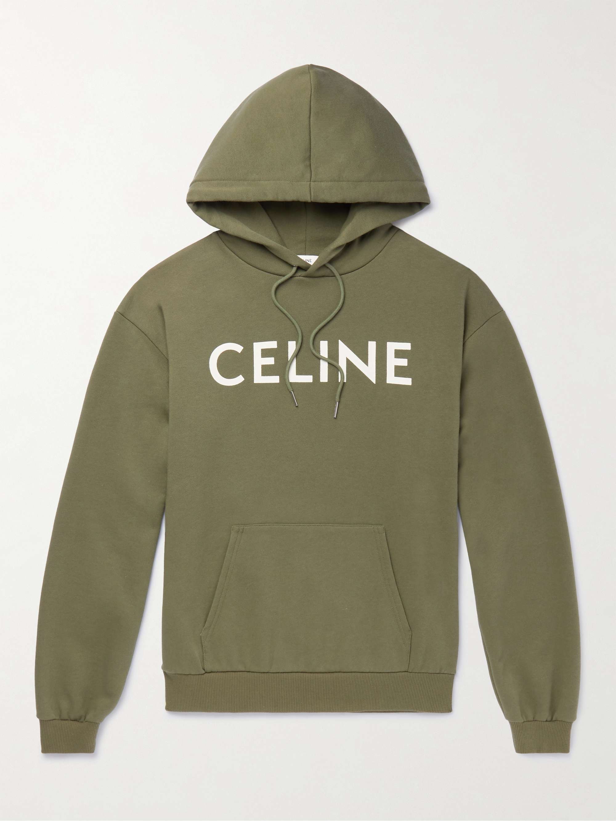 CELINE HOMME Logo-Print Cotton-Blend Jersey Hoodie