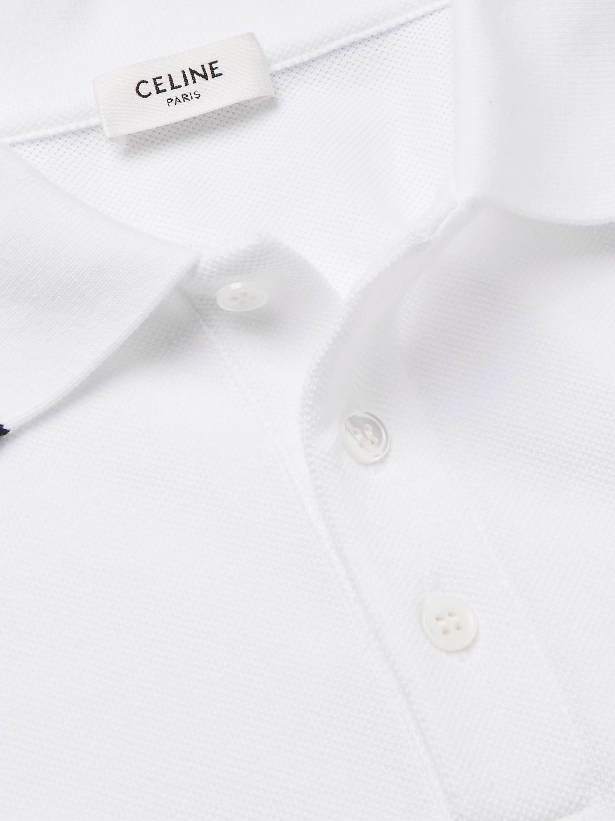 CELINE HOMME Logo-Embroidered Cotton-Piqué Polo Shirt | MR PORTER
