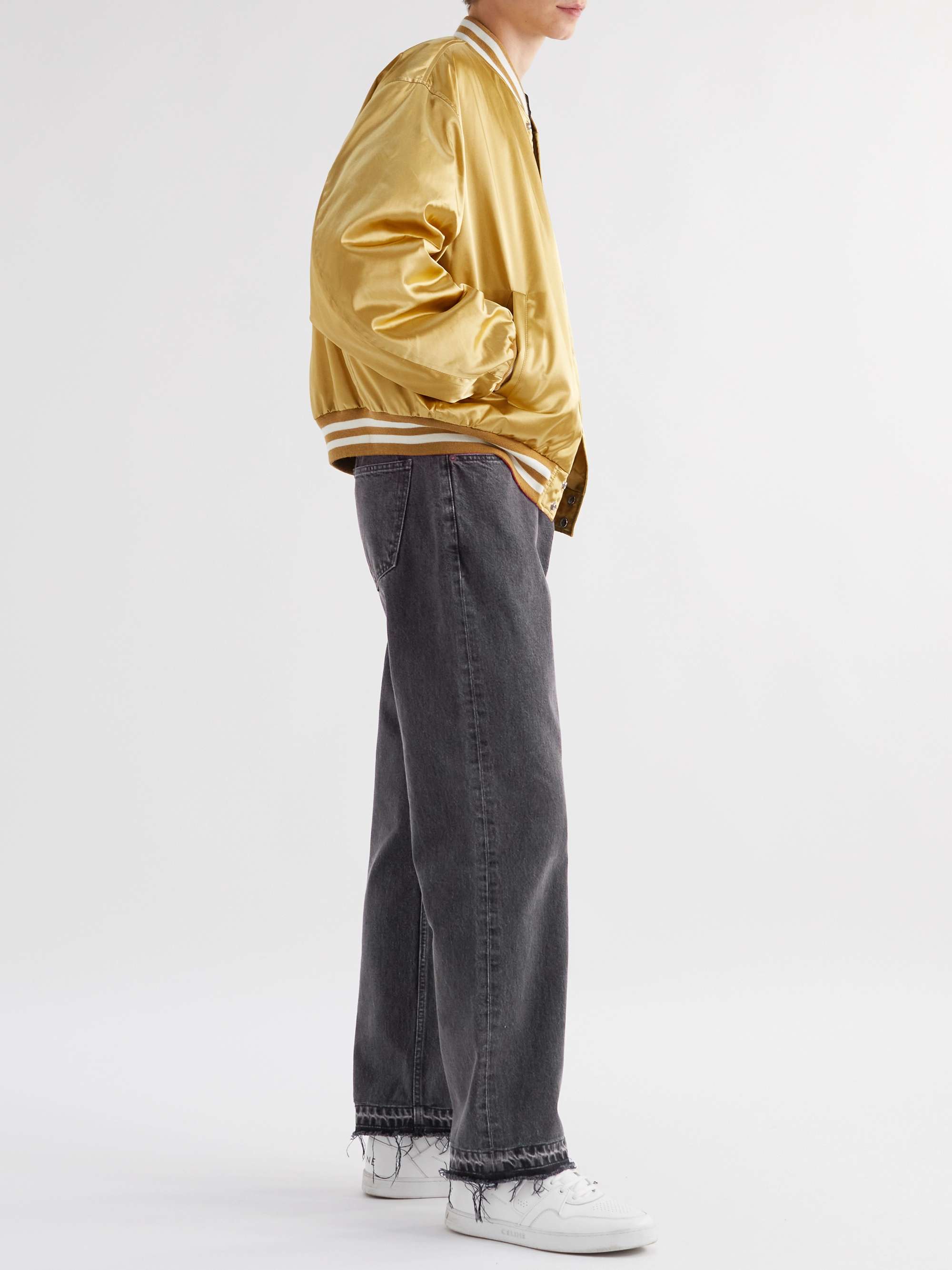 Frayed straight hot sale leg jeans