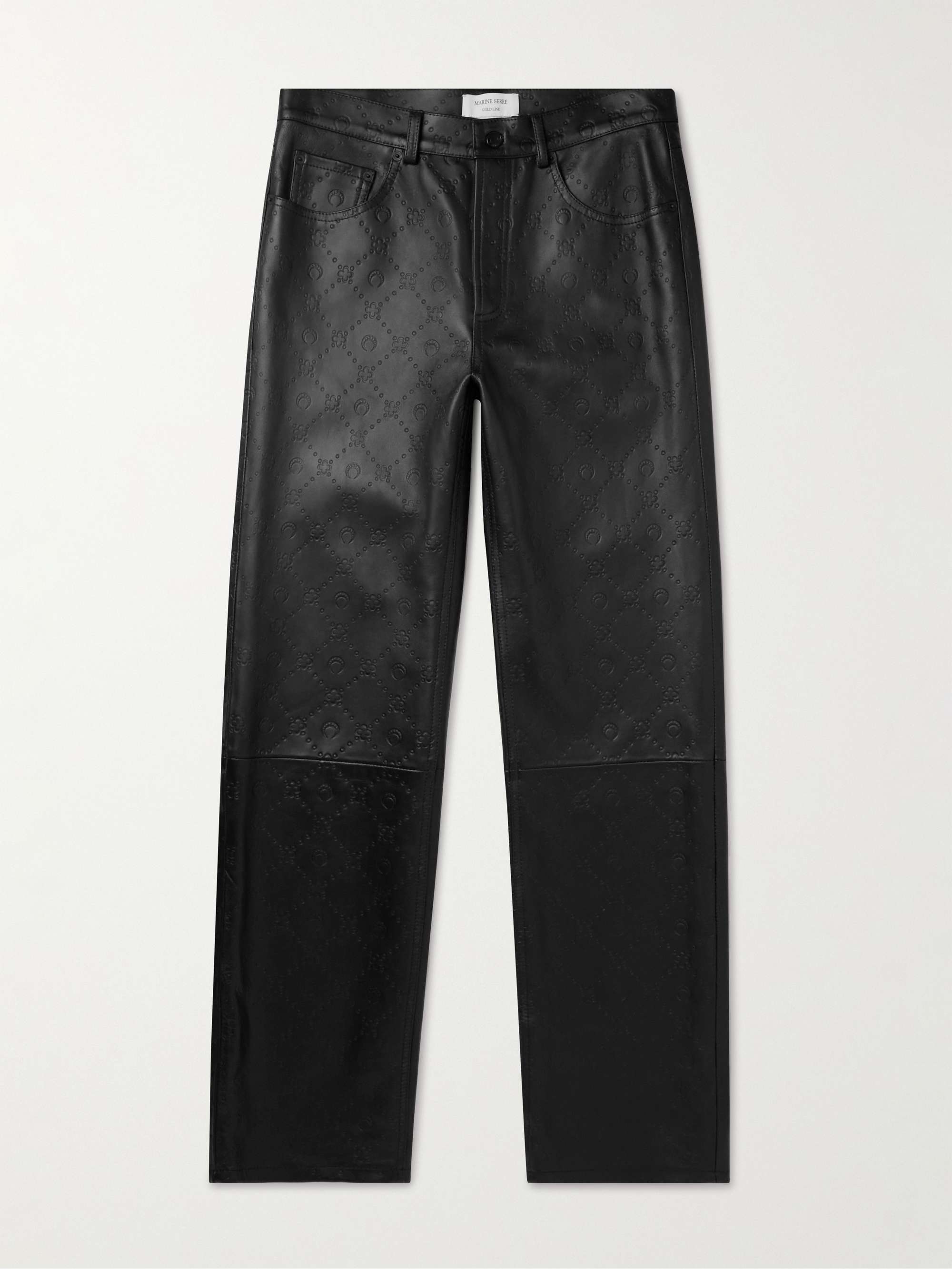 MARINE SERRE Straight-Leg Debossed Leather Trousers for Men | MR PORTER