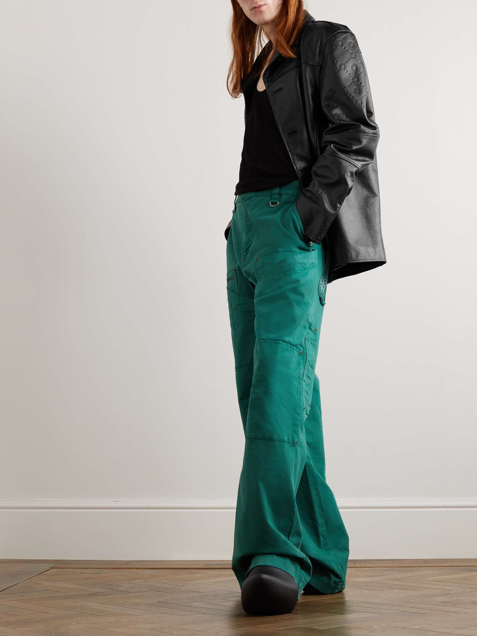 MARINE SERRE Moonogram Embossed Leather Jacket