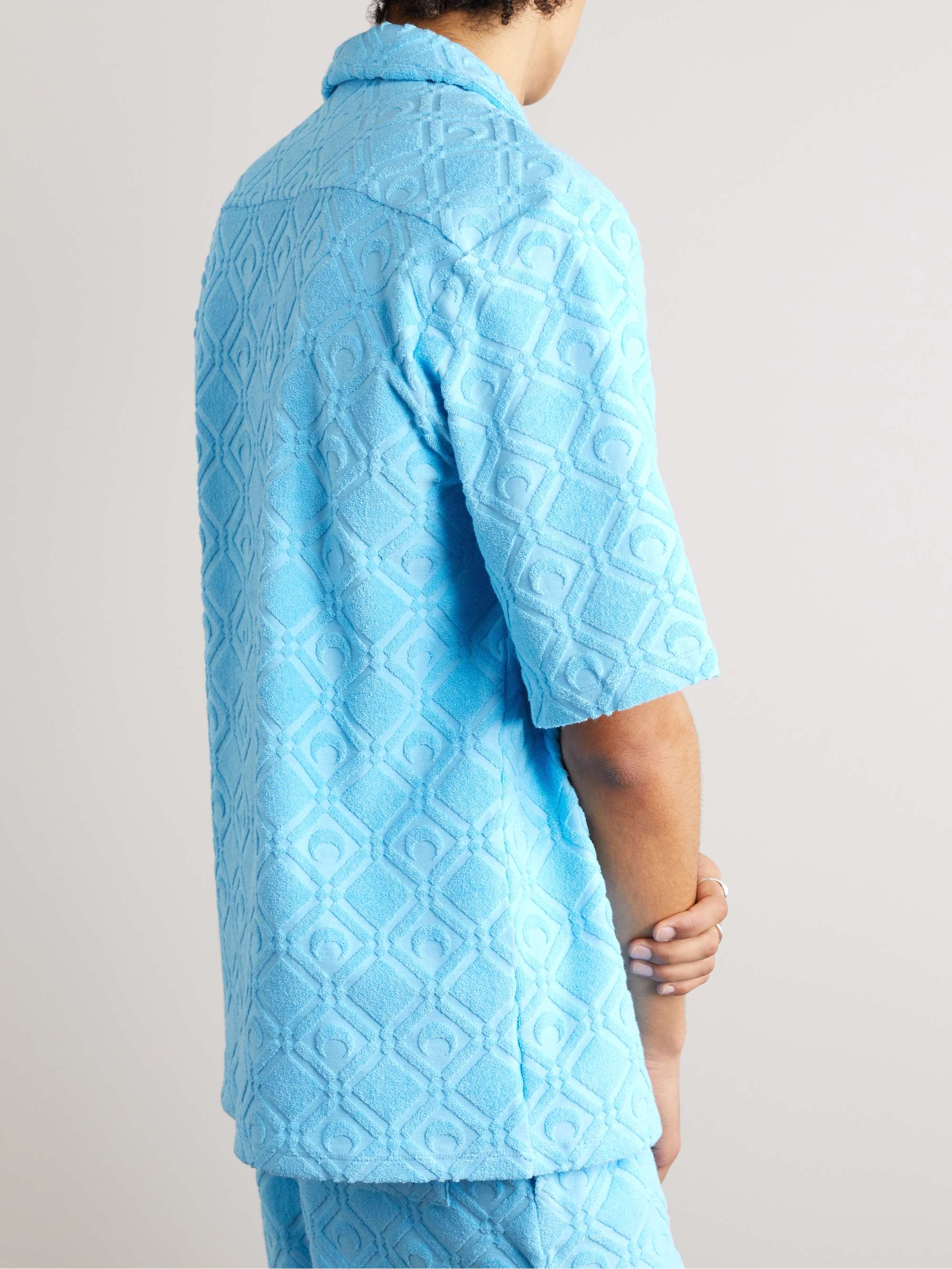 MARINE SERRE Camp-Collar Cotton-Blend Terry Jacquard Shirt