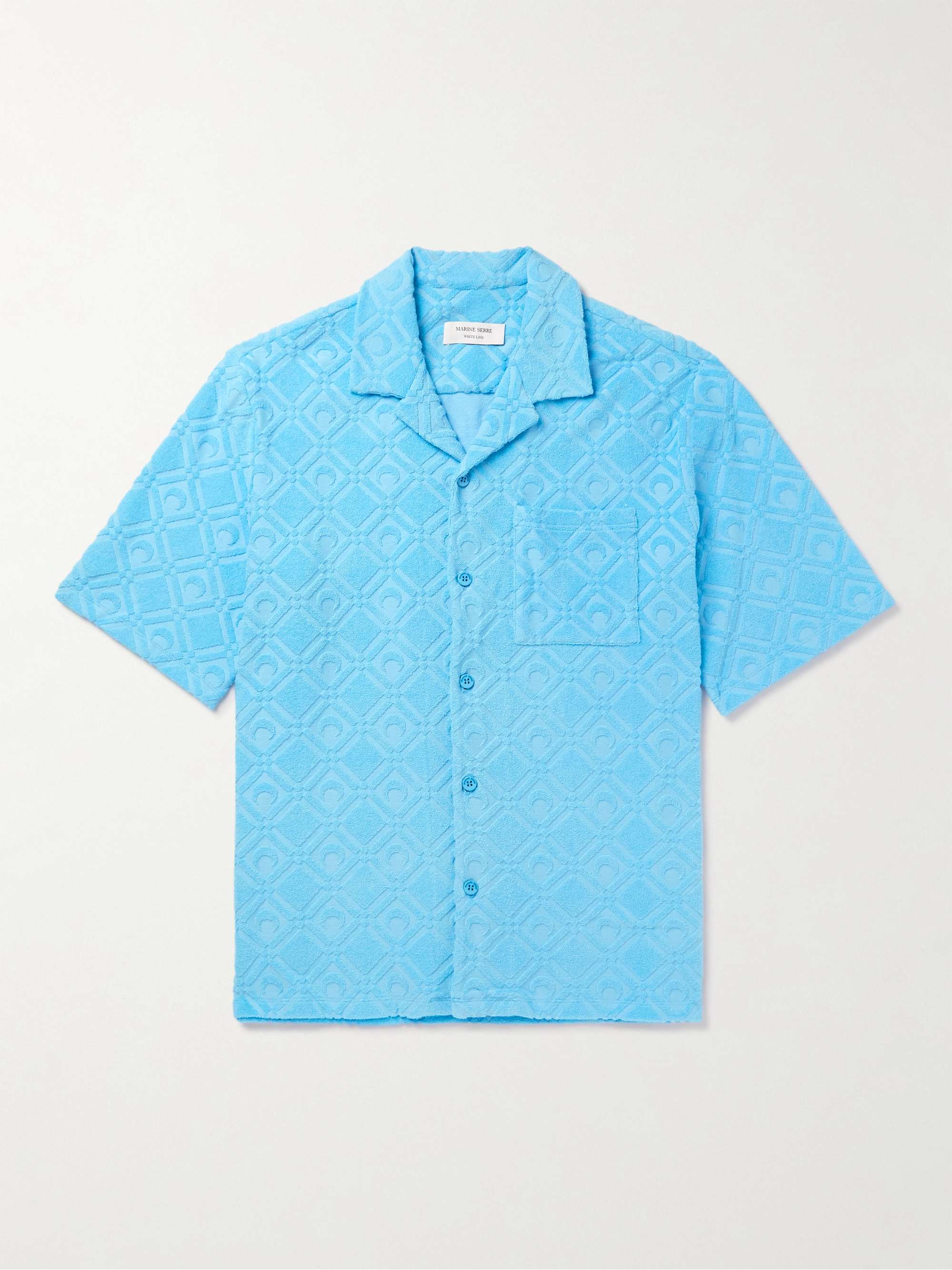 MARINE SERRE Camp-Collar Cotton-Blend Terry Jacquard Shirt
