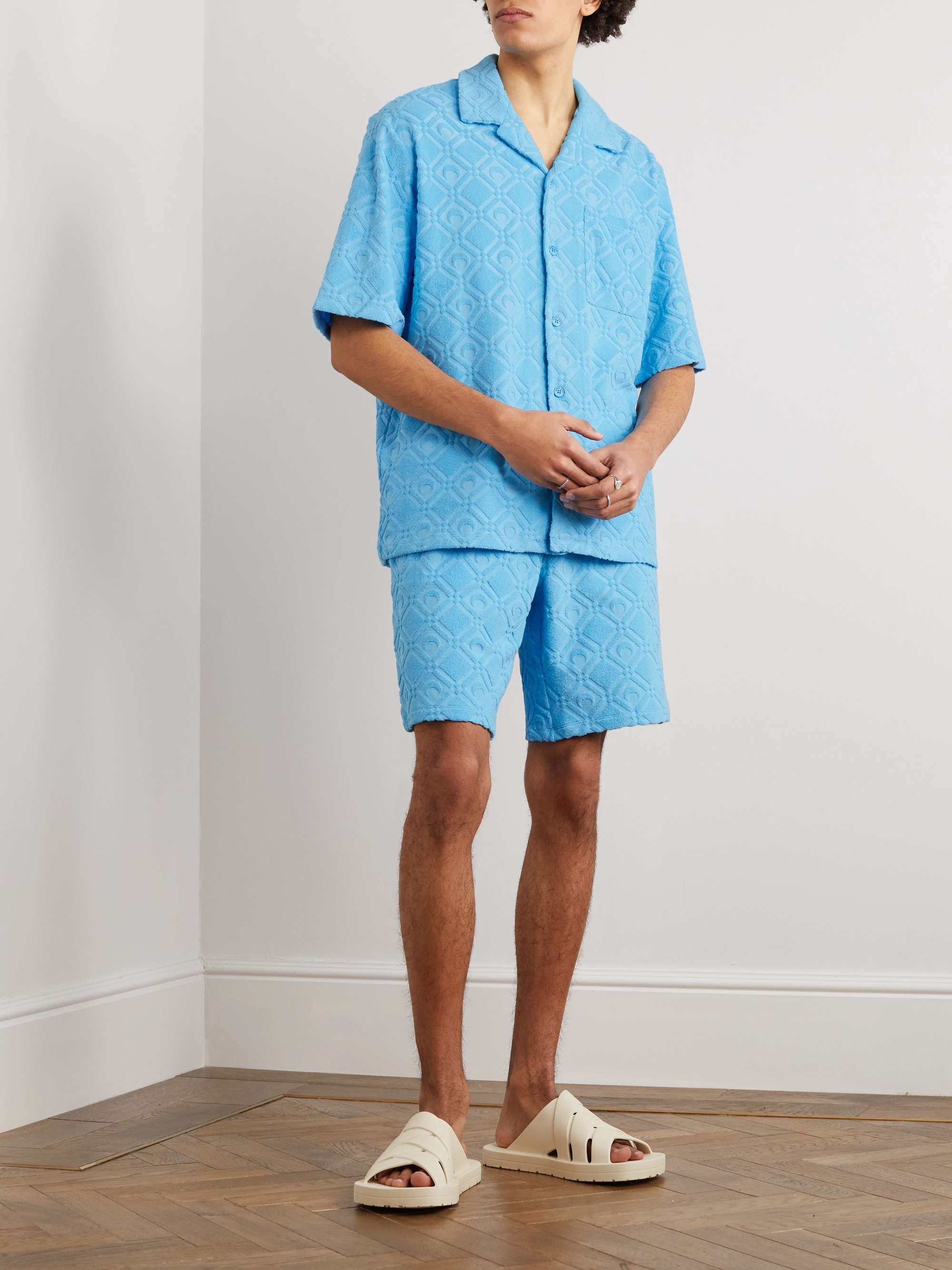 MARINE SERRE Camp-Collar Cotton-Blend Terry Jacquard Shirt