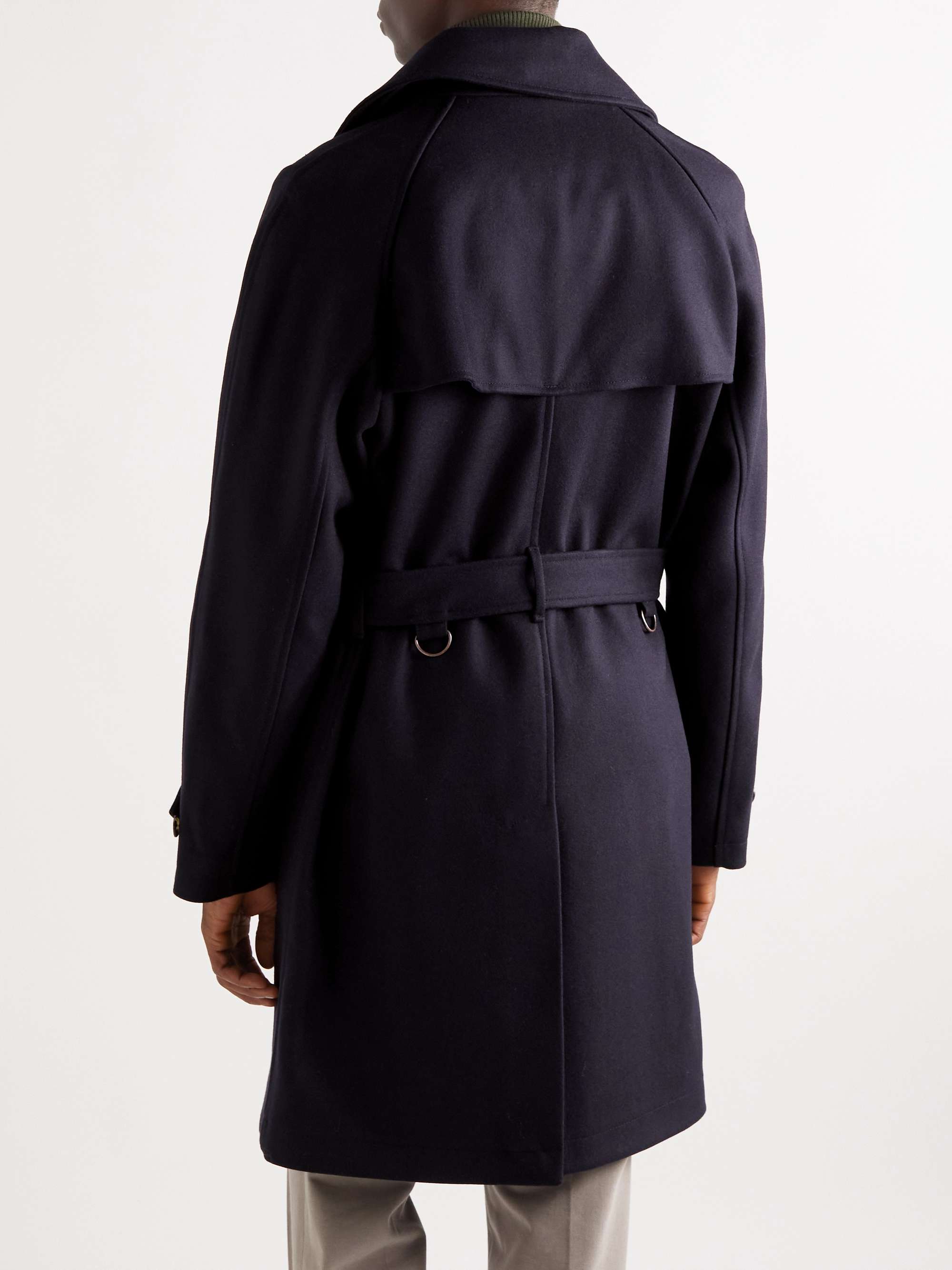 PRIVATE WHITE V.C. Belted Melton Wool Trench Coat