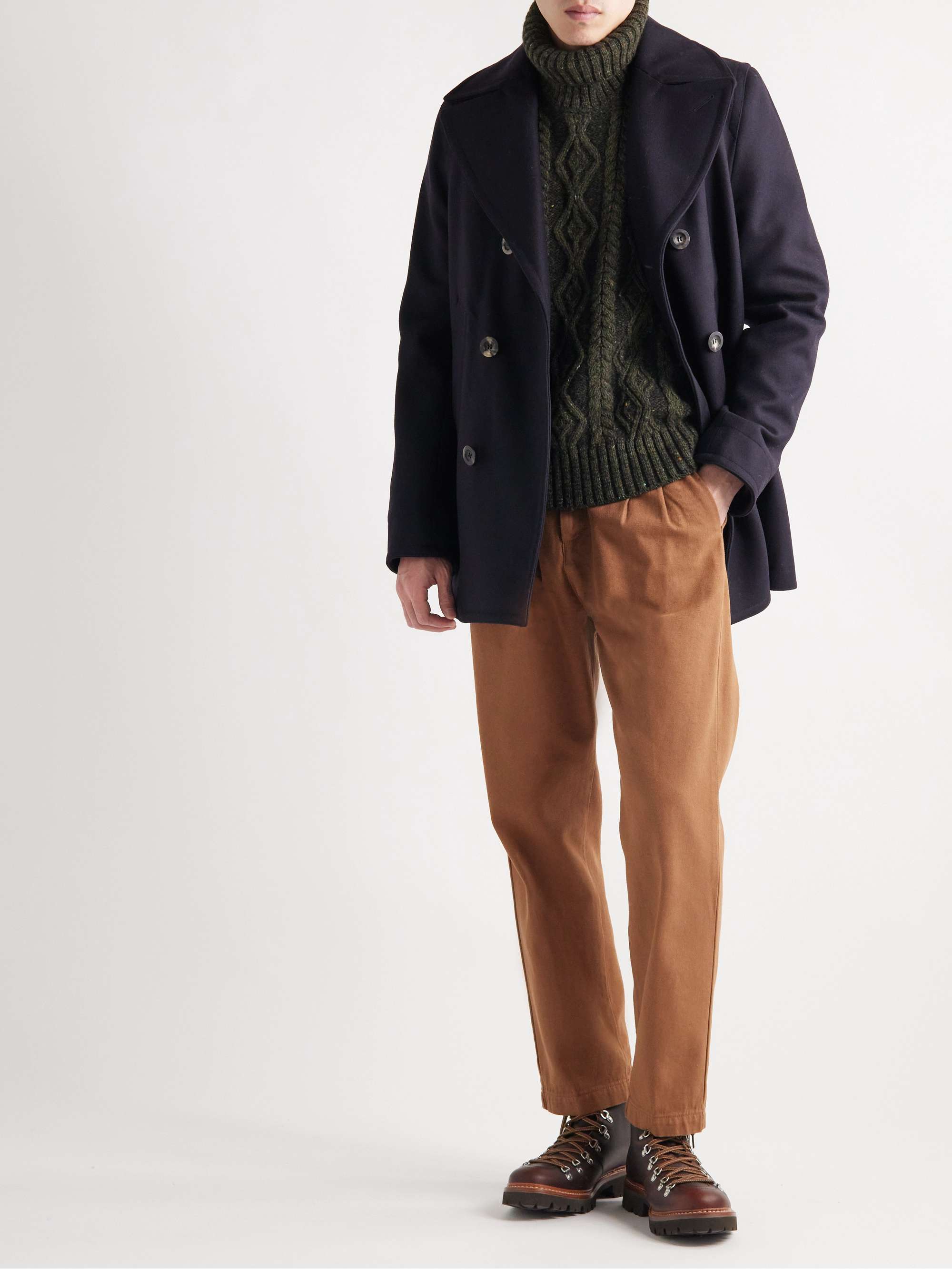 PRIVATE WHITE V.C. Double-Breasted Melton Wool Peacoat