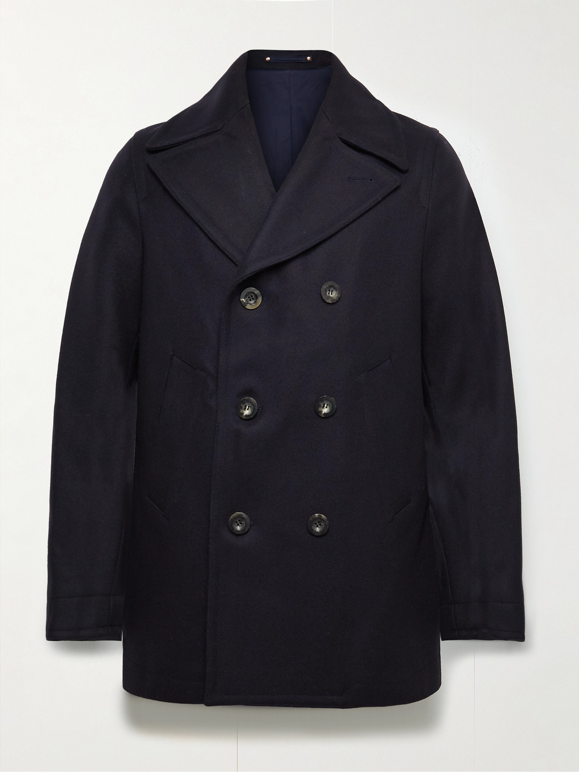 Private White V.c. Double-breasted Melton Wool Peacoat In Blue