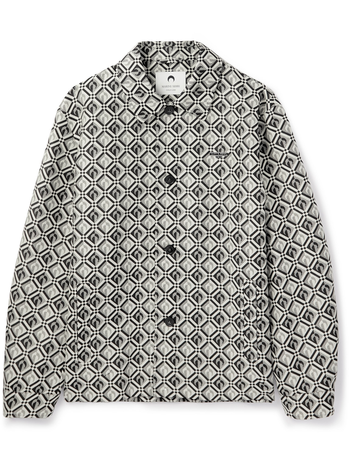 Marine Serre Black & White Moon Diamant Jacket In Black