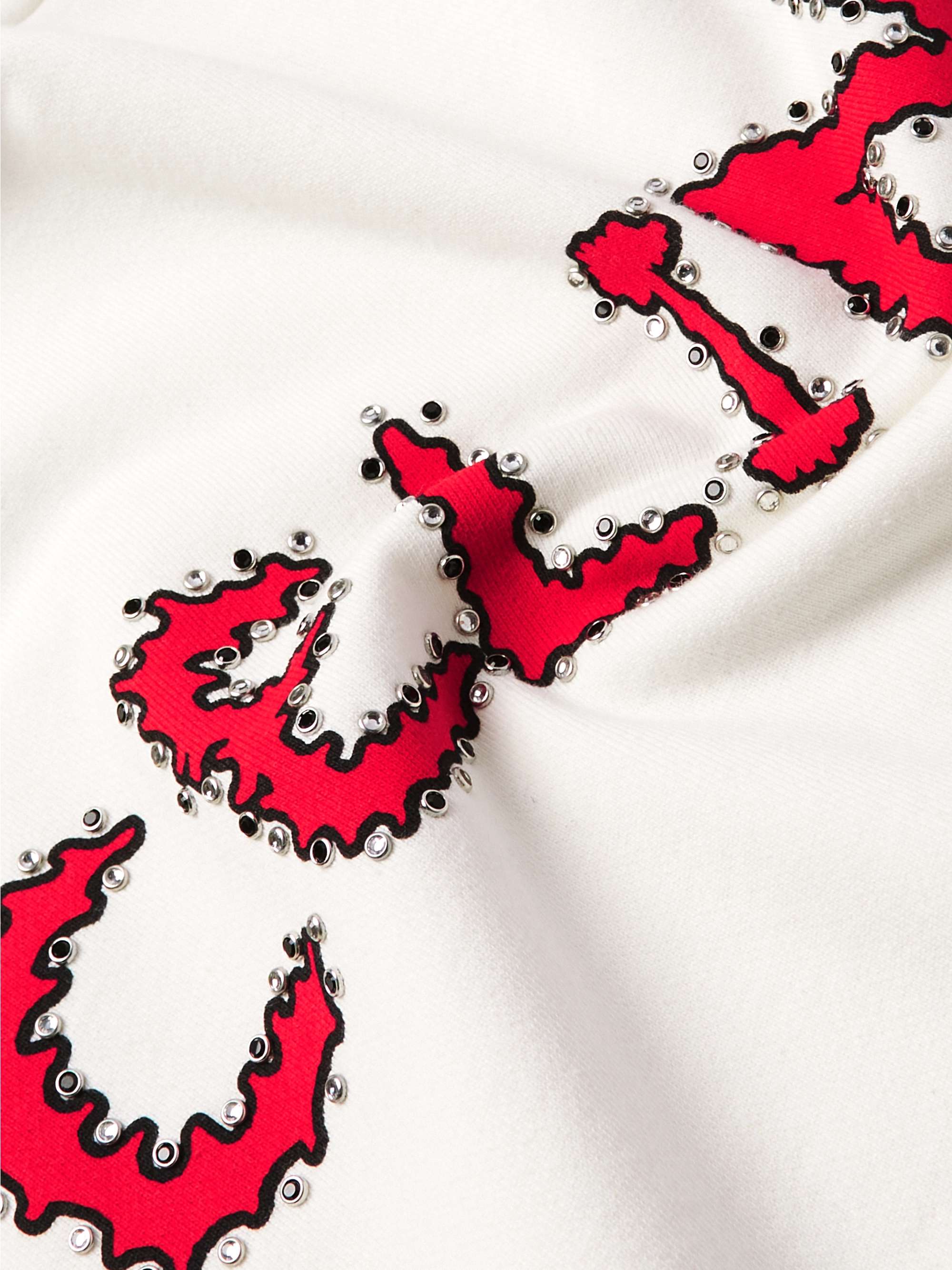 CELINE HOMME Logo-Print Embellished Cotton-Jersey Hoodie
