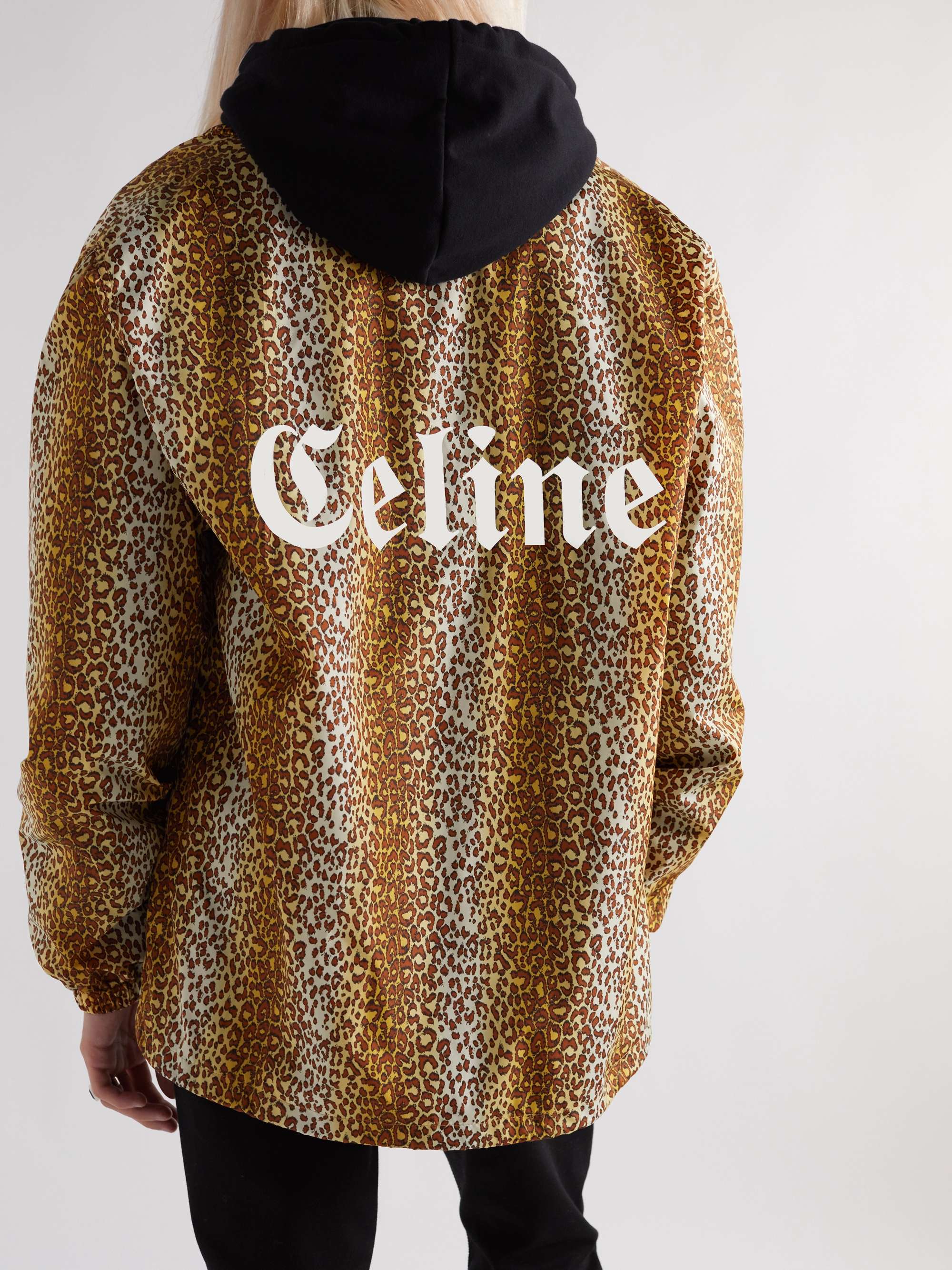 CELINE HOMME Logo-Print Leopard-Print Shell Coach Jacket for Men | MR ...