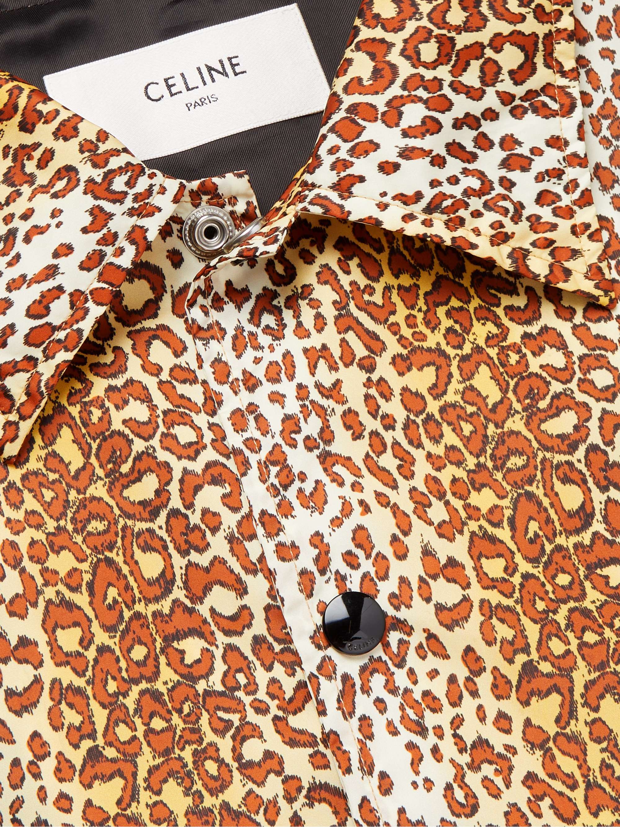 CELINE HOMME Logo-Print Leopard-Print Shell Coach Jacket for Men | MR ...