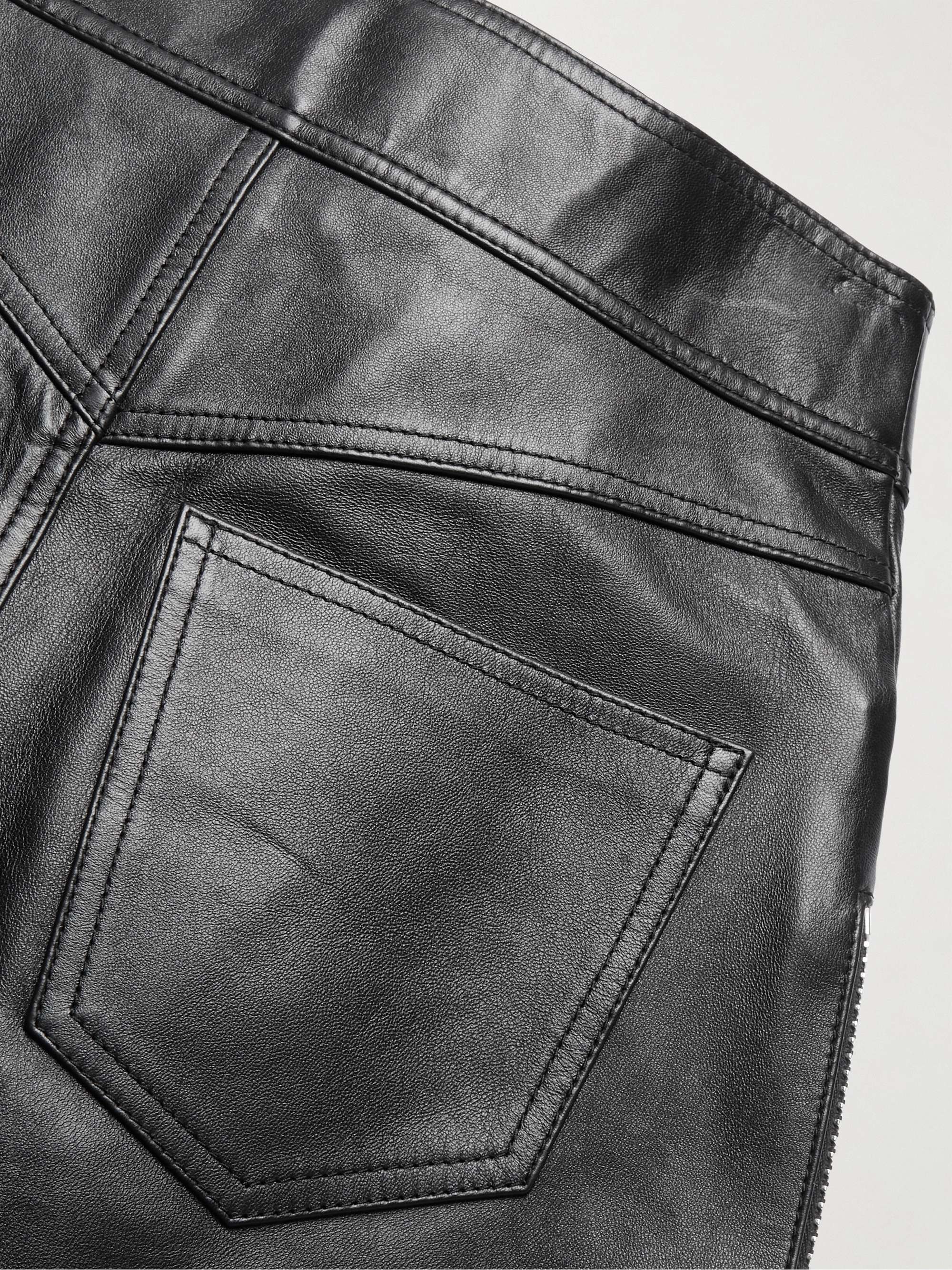 CELINE HOMME Buckled Leather Skirt