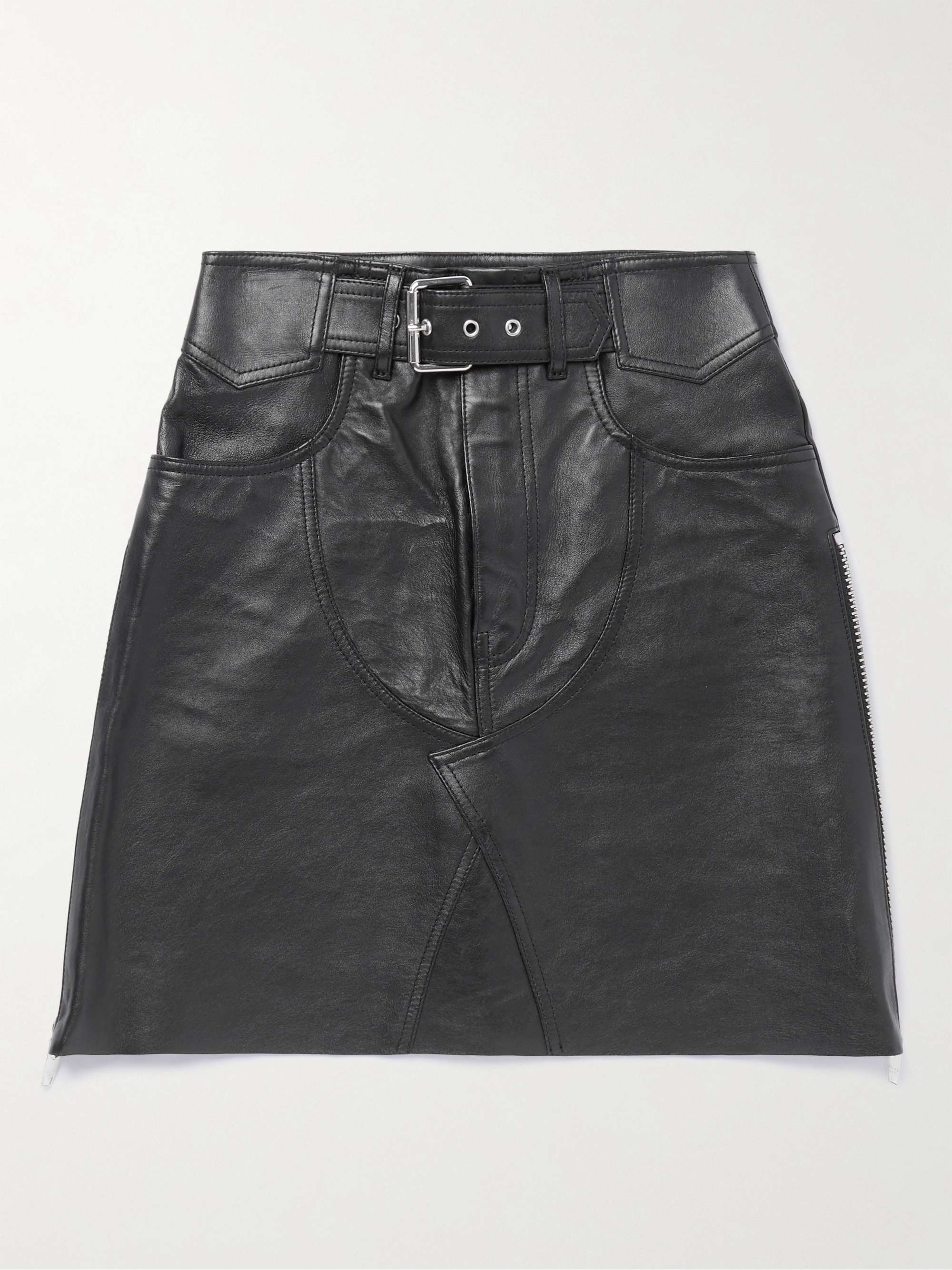 CELINE HOMME Buckled Leather Skirt