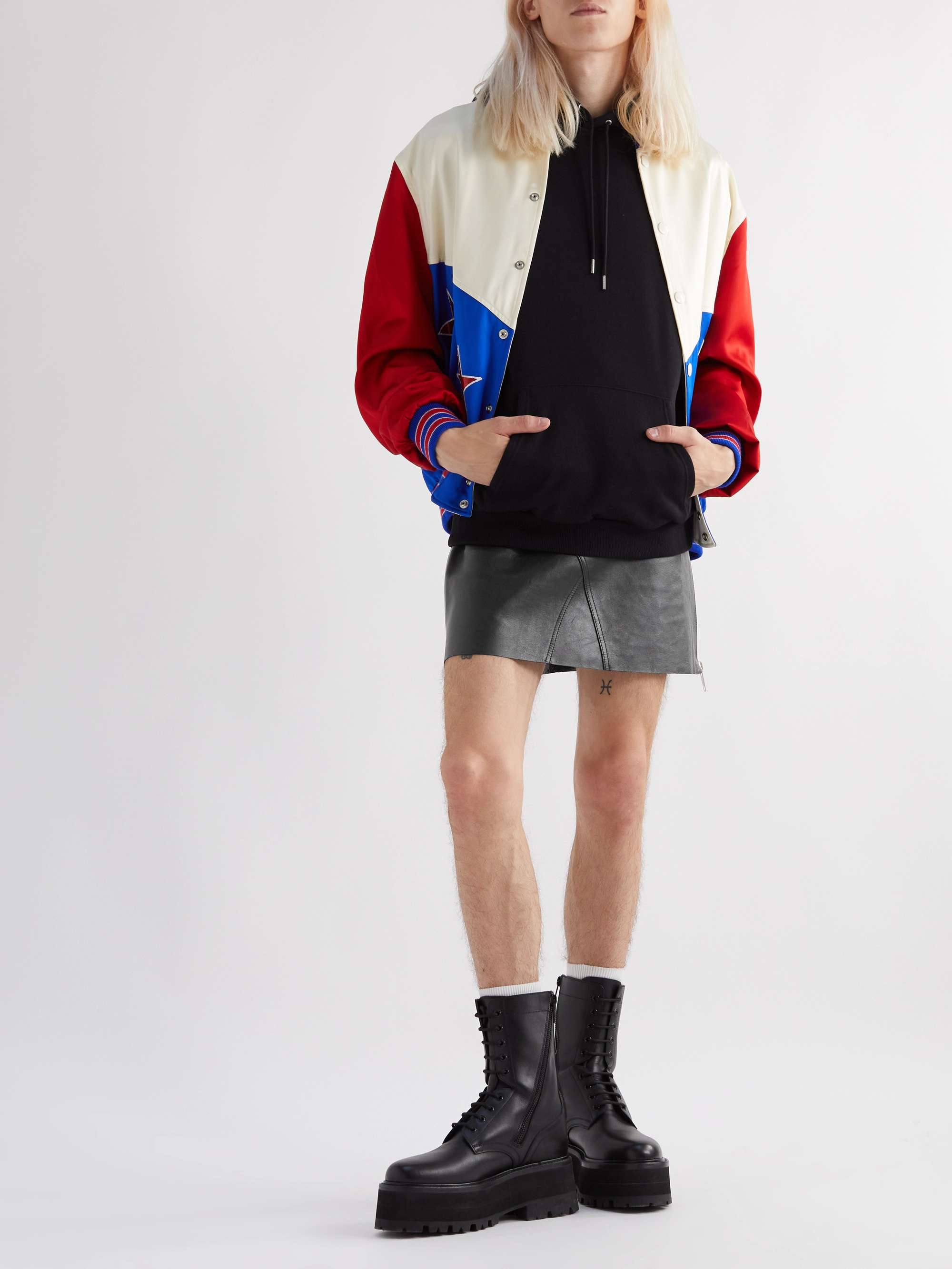CELINE HOMME Buckled Leather Skirt