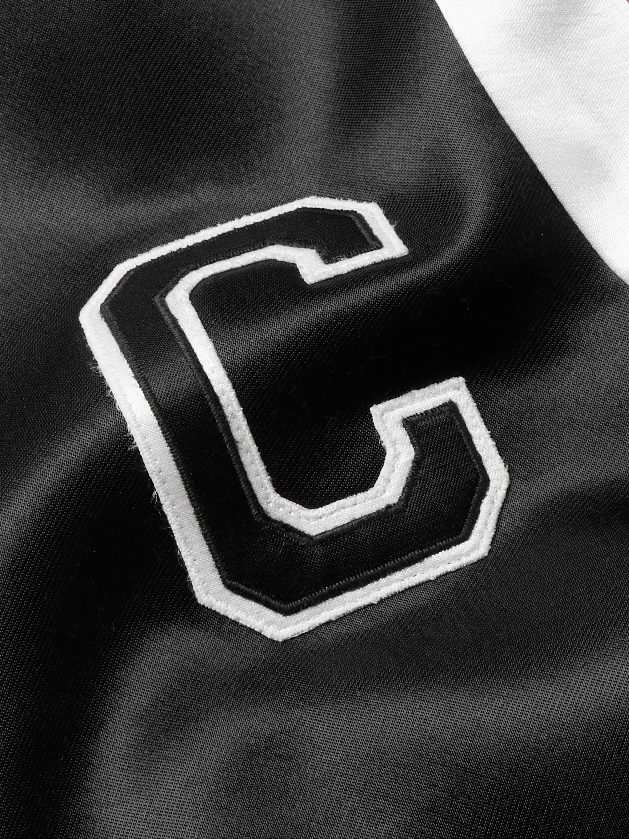 CELINE HOMME Teddy Logo-Appliquéd Satin Varsity Jacket