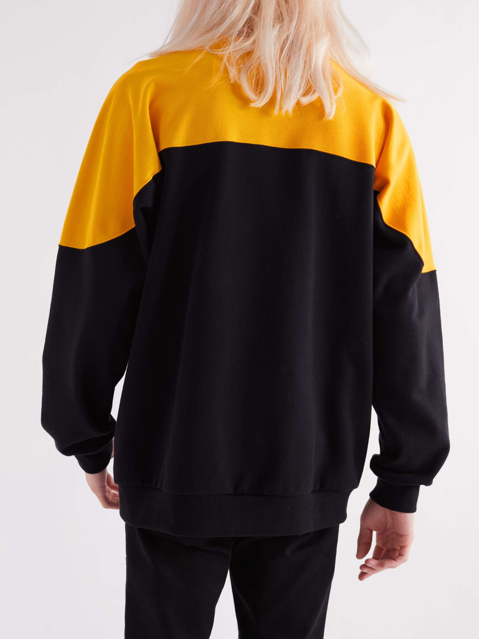 CELINE Logo-Print Colour-Block Cotton-Blend Jersey Sweatshirt